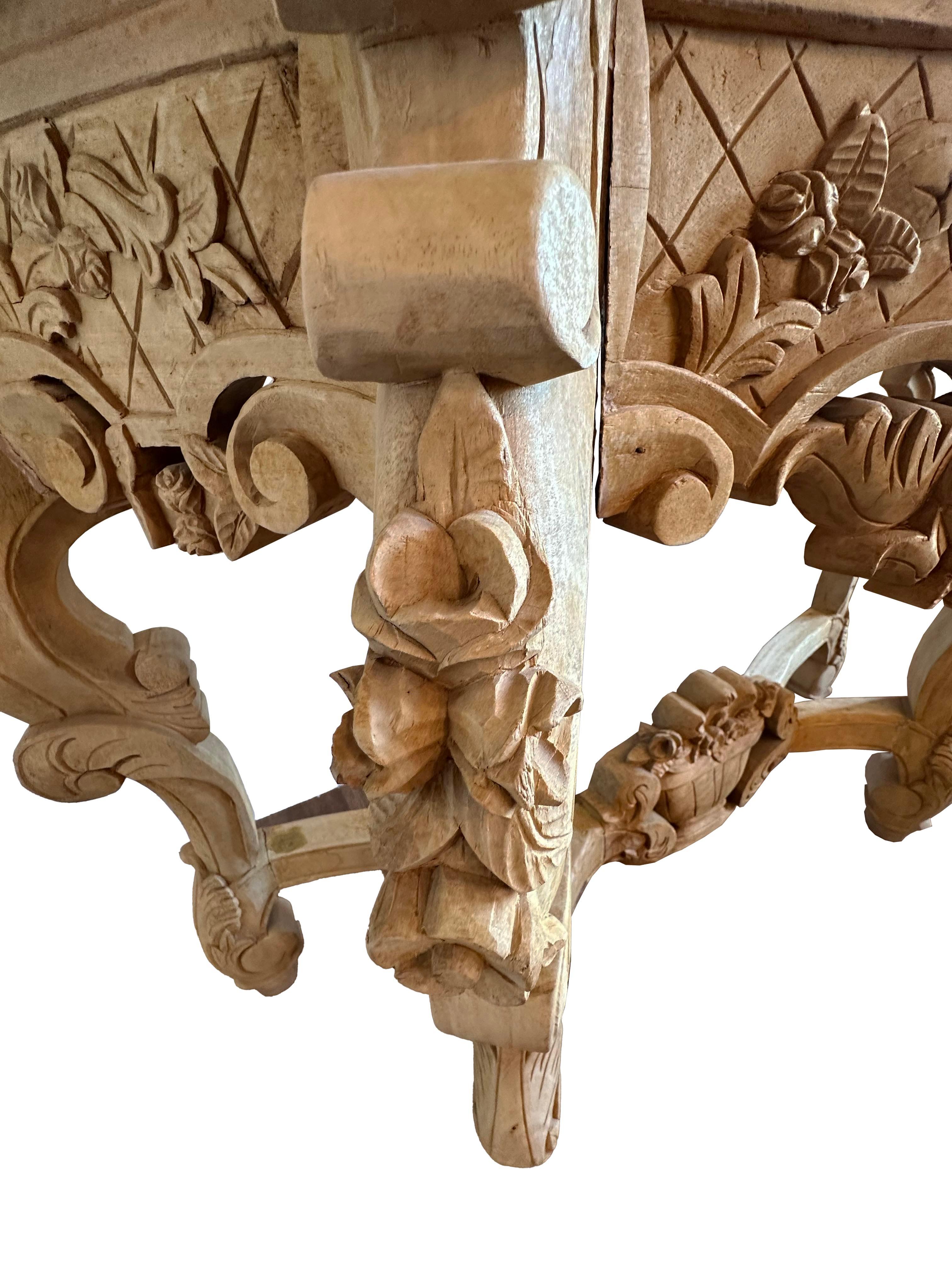 Wood French Provincial Bleached Oak Console For Sale