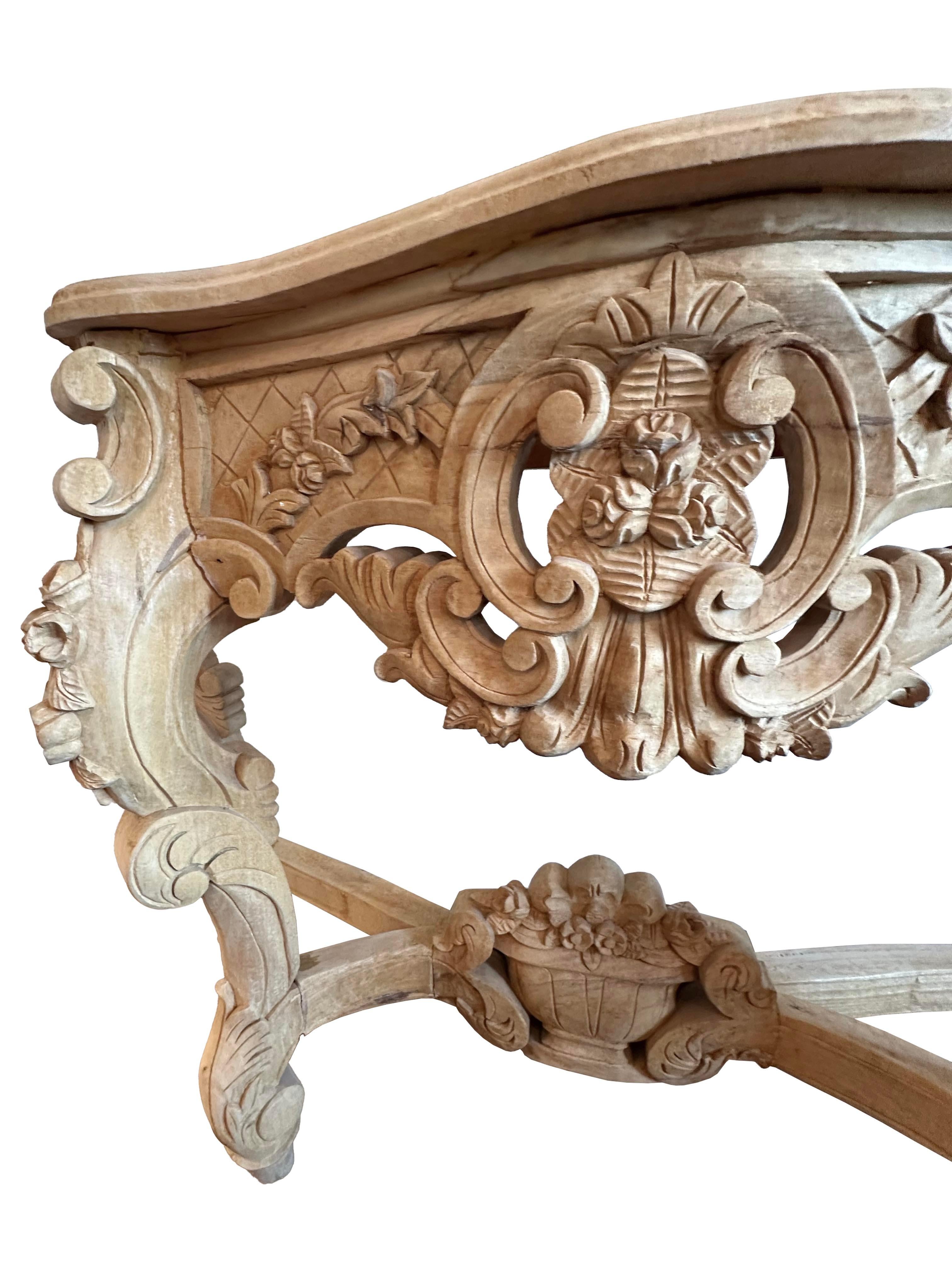 French Provincial Bleached Oak Console For Sale 1