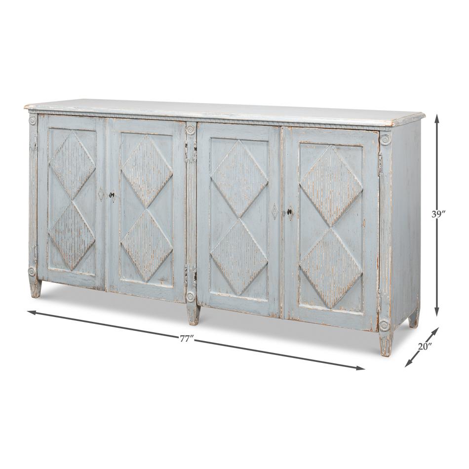 Französisches Provinzial-Sideboard mit blauer Bemalung im Angebot 4