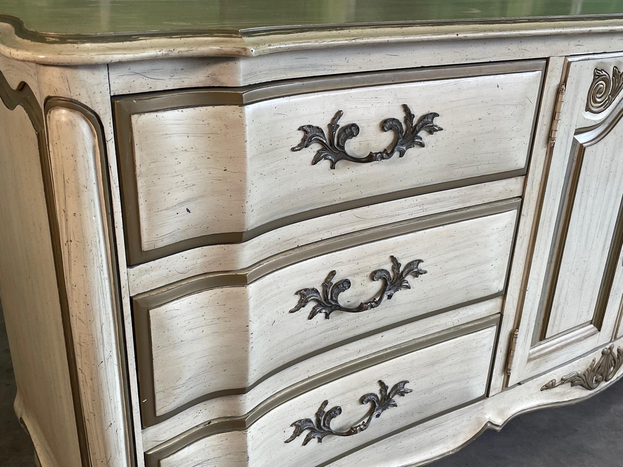 20th Century French Provincial Bombe Dresser by White Furniture For Sale