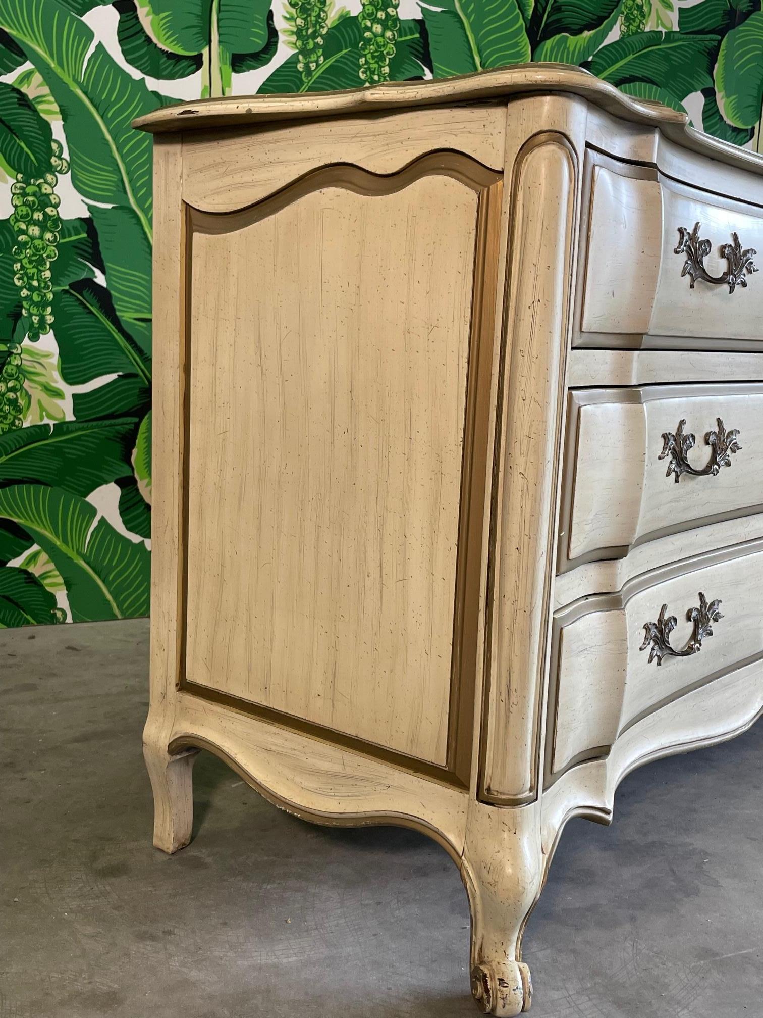 Wood French Provincial Bombe Dresser by White Furniture