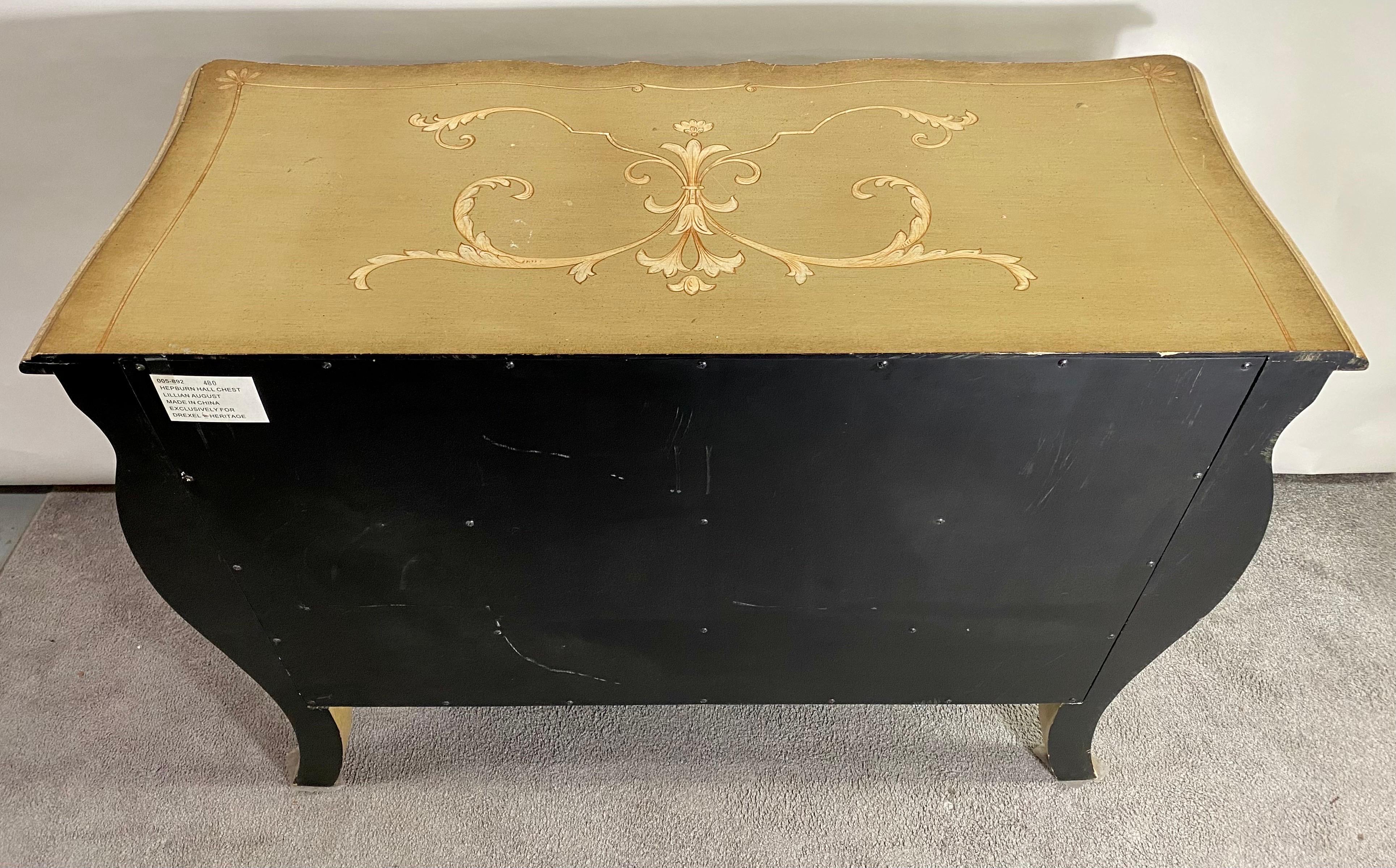 French Provincial Bombe Style Hand Painted Chest or Commode by Lilian August  For Sale 10