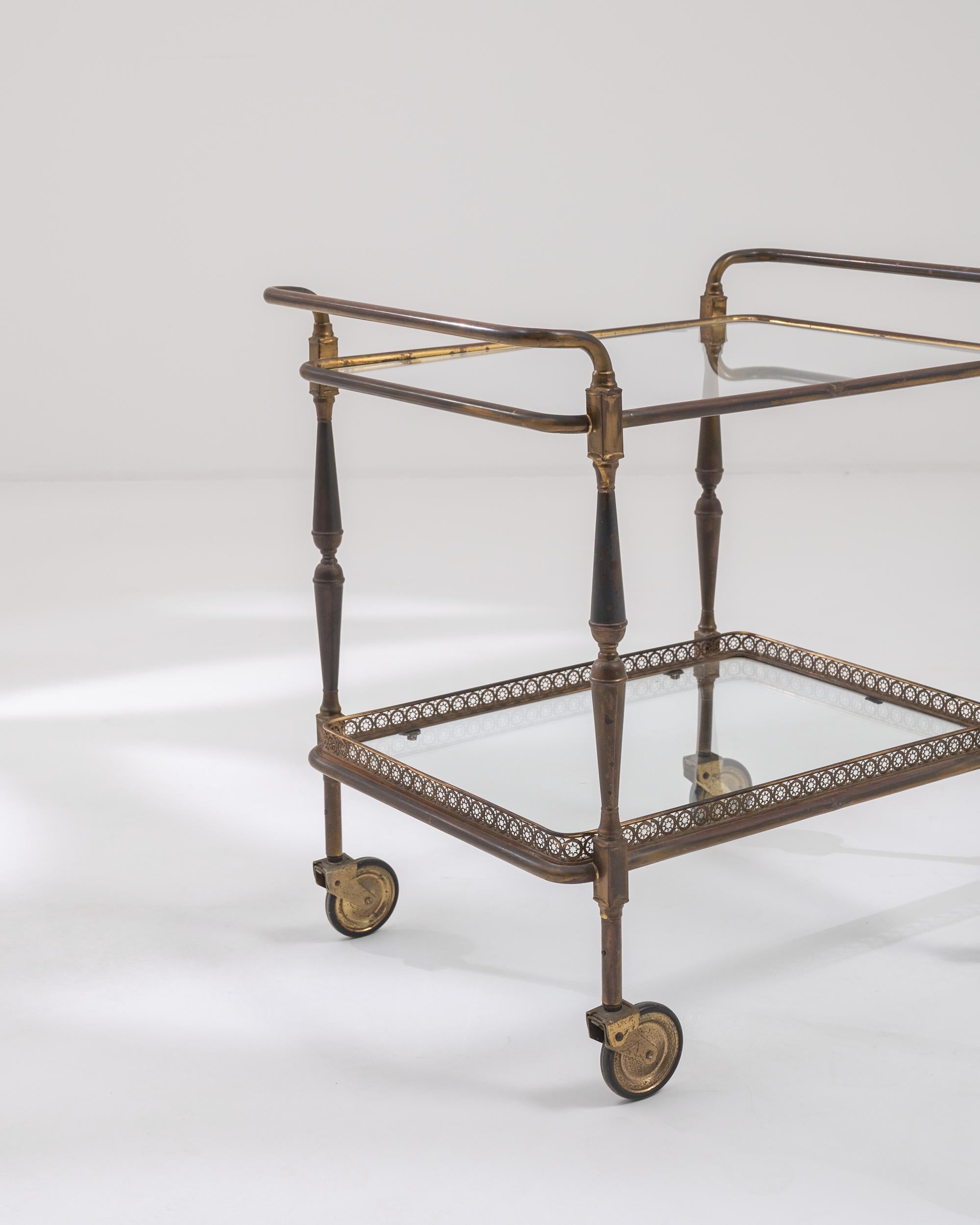 French Provincial Brass and Glass Bar Cart  1