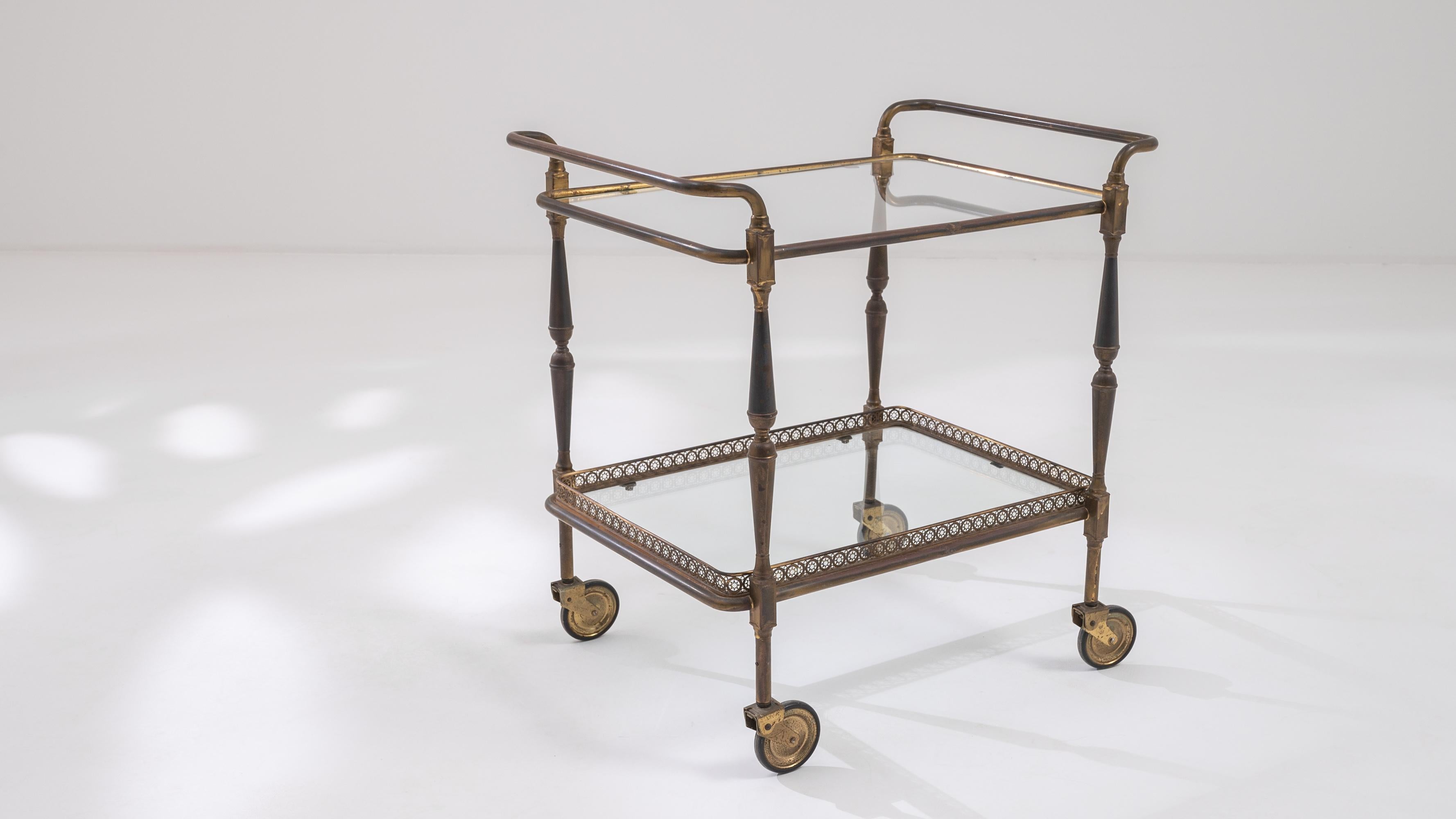 French Provincial Brass and Glass Bar Cart  2