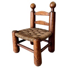 Tabouret bas de style brutaliste provincial français, par Charles Dudouyt, France, années 1940