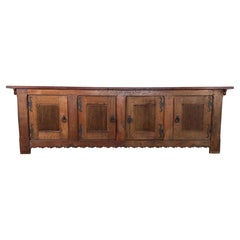 French Provincial Brutalist Style Oak Sideboard with Rich Patina, c. 1930s