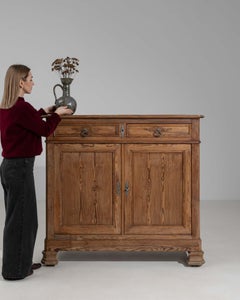 French Provincial Buffet Cabinet, Natural Oak, 2 Doors & 2 Drawers