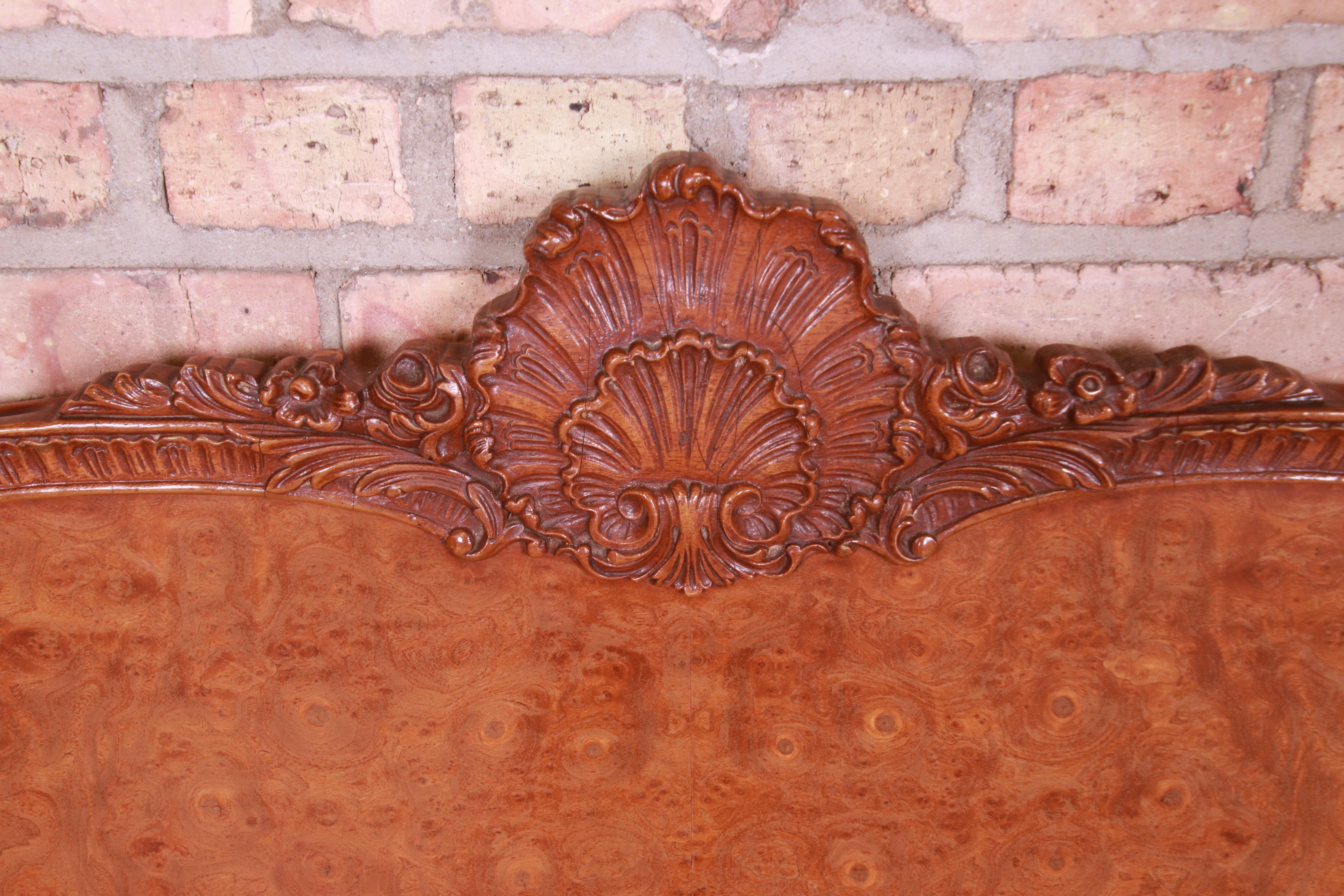French Provincial Burl Wood Twin Headboard Attributed to Romweber, circa 1940s 2
