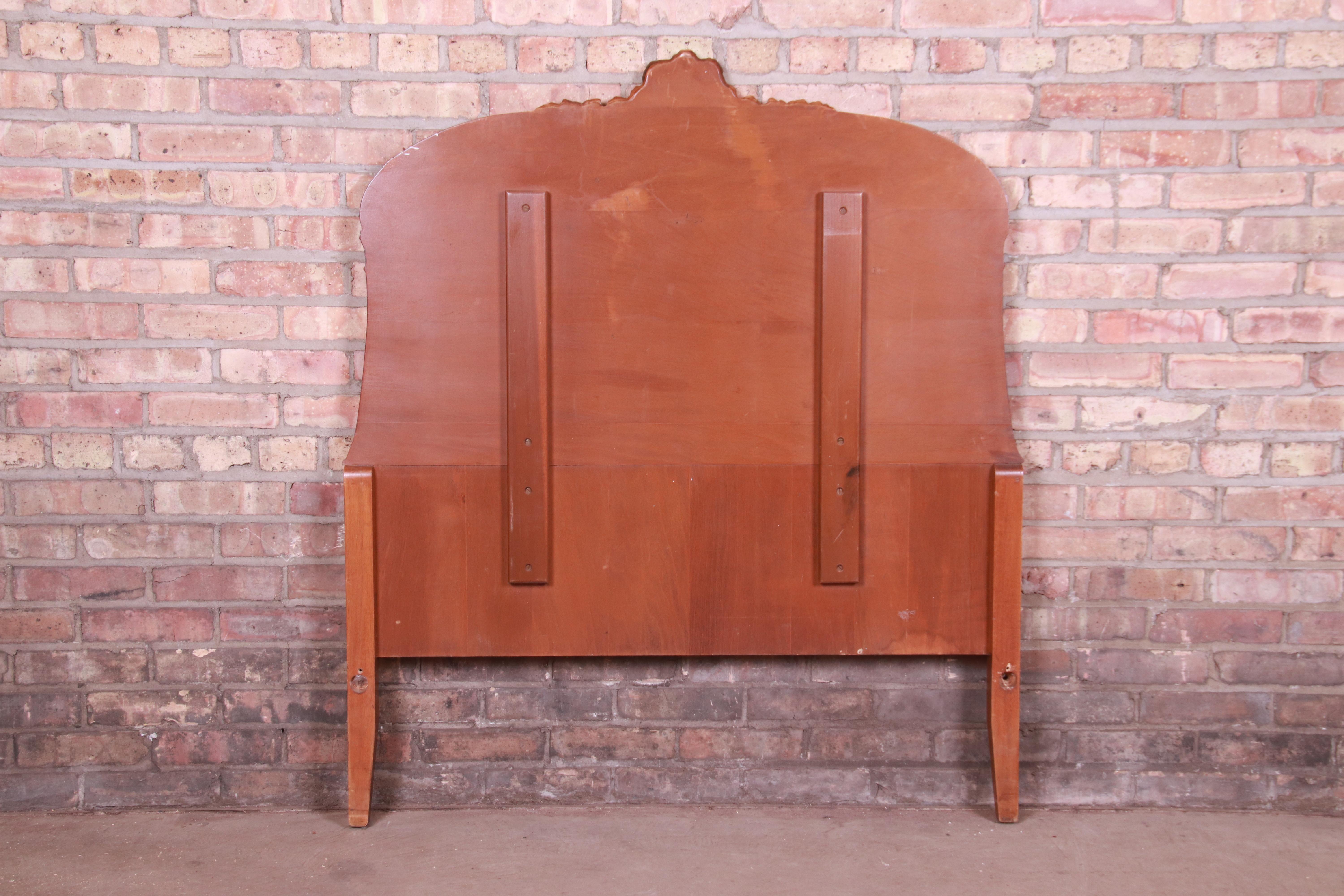 French Provincial Burl Wood Twin Headboard Attributed to Romweber, circa 1940s 3