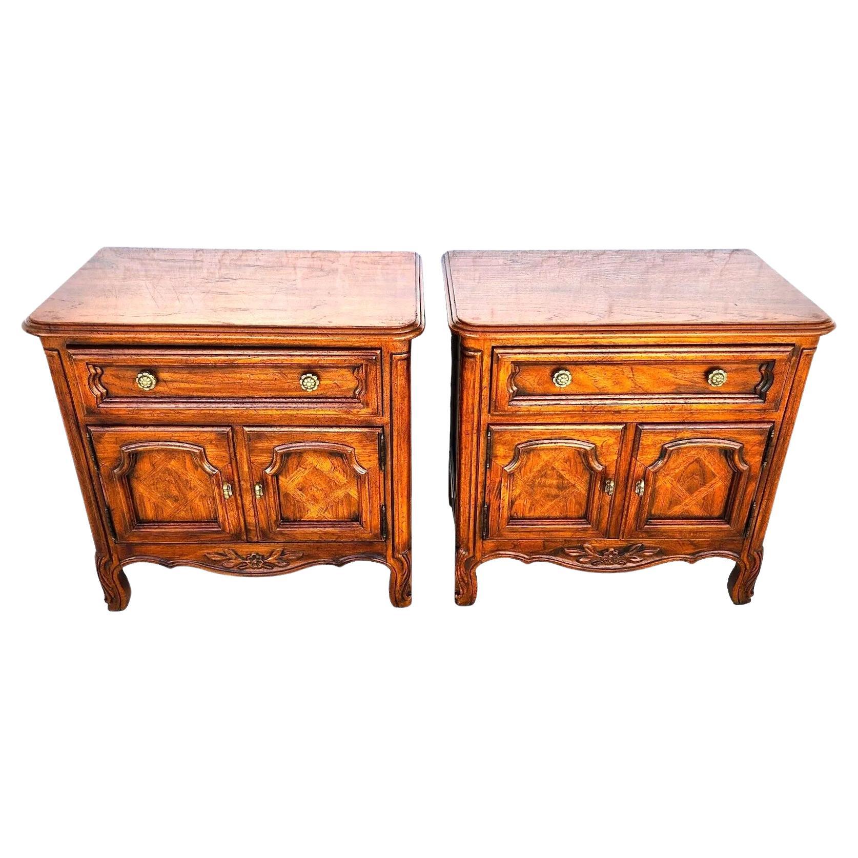 French Provincial Cabernet Nightstands by Drexel Pair