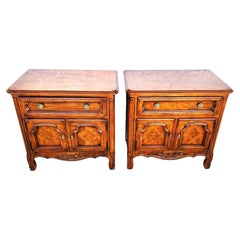 French Provincial Cabernet Nightstands by Drexel Pair