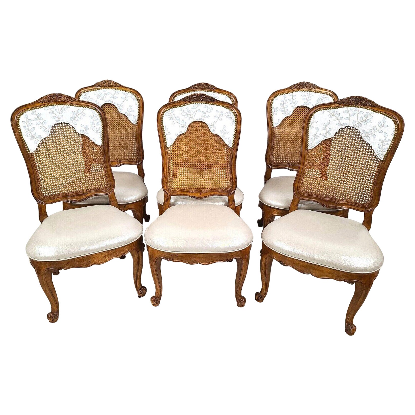 Juego de 6 sillas de comedor de caña de estilo provincial francés de Century Furniture