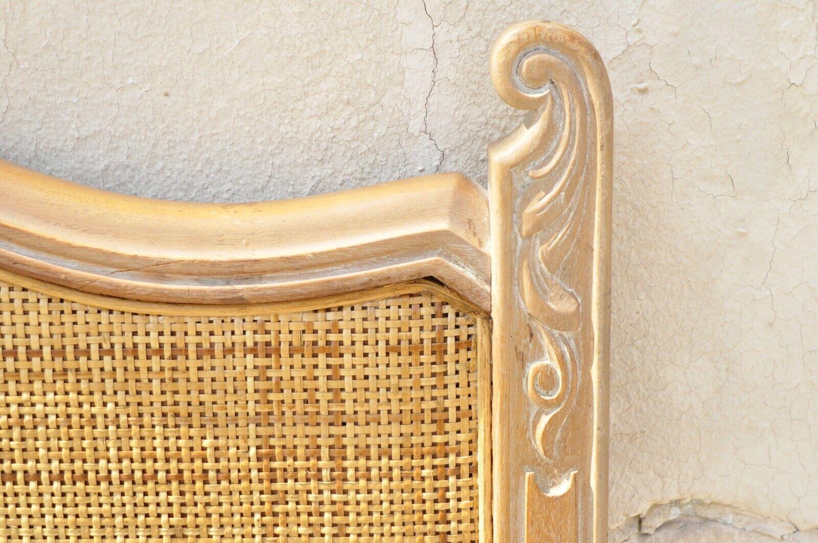 Caning French Provincial Cane Panel Carved Wood King Size Bed Headboard
