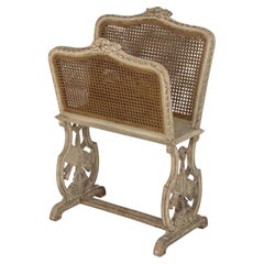 French Provincial Cane Paneled Magazine Rack