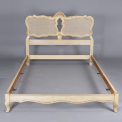 French Provincial Caned and Painted Double Bed Frame by John Widdicomb