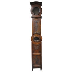 French Provincial Carved Fruitwood Walnut Grandfather Clock Tall Case