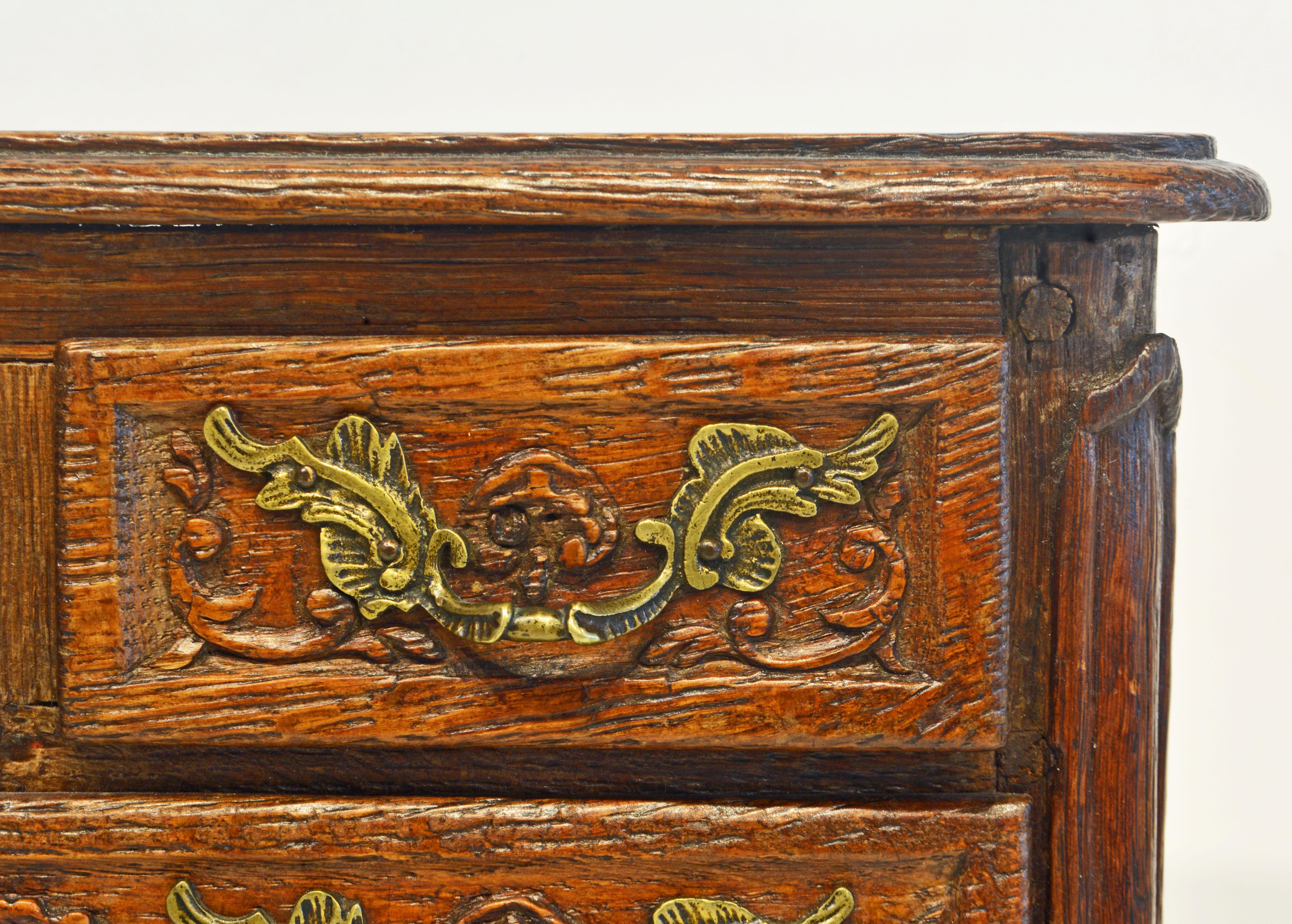 Bronze French Provincial Carved Louis XV Style Miniature Commode, Early 19th Century