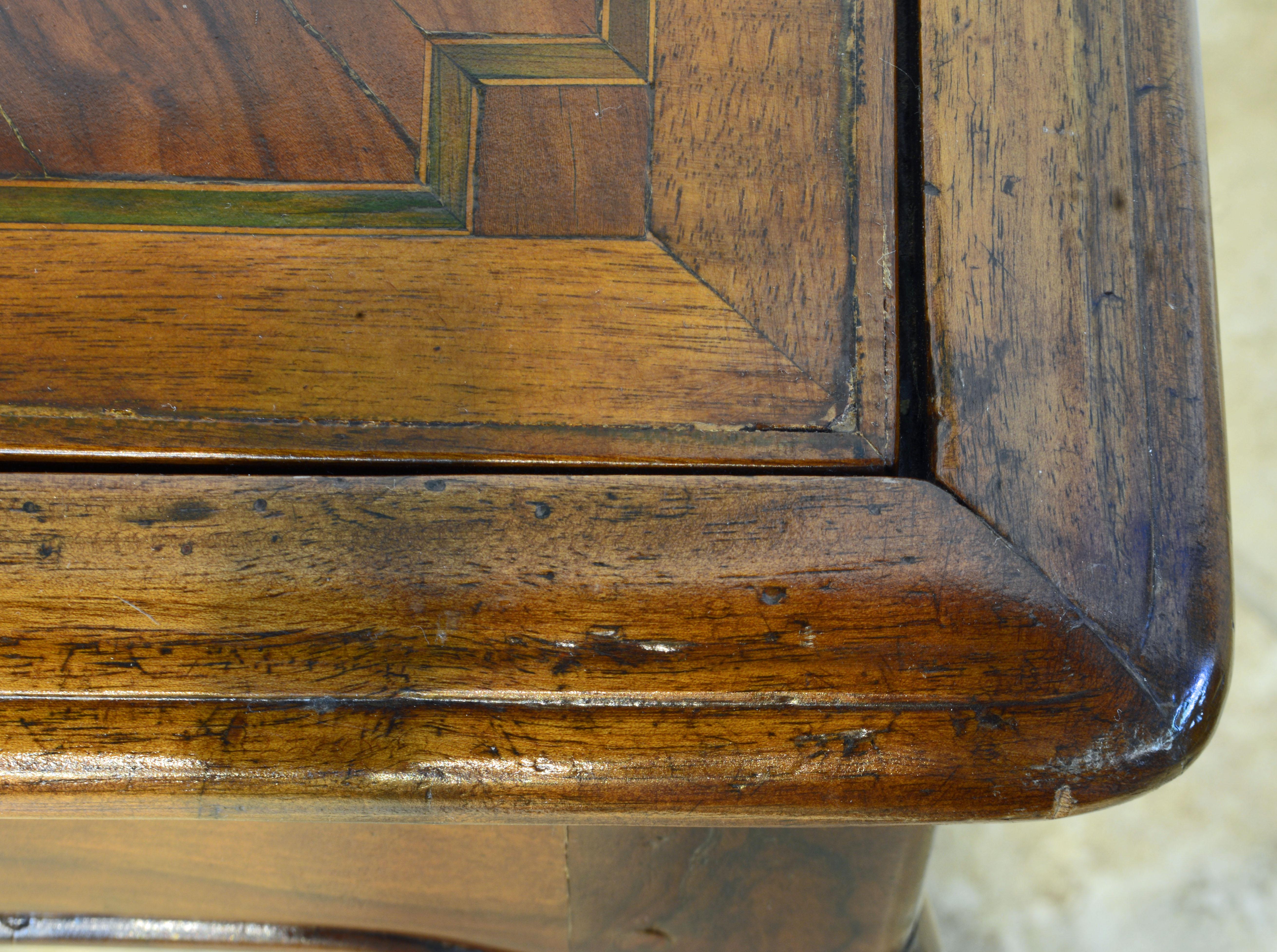 French Provincial Carved Fruitwood and Parquetry Chess and Game Table 2