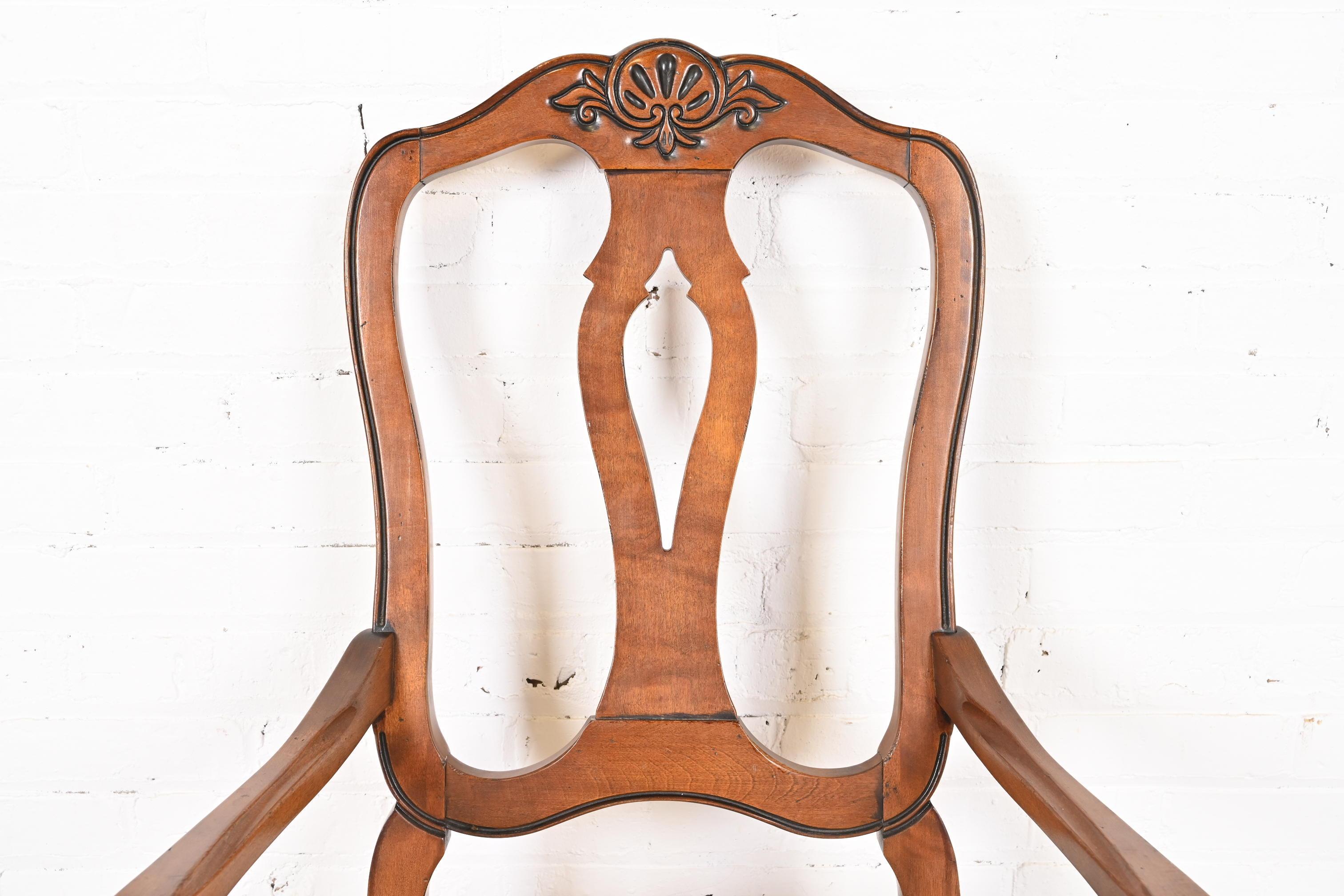 French Provincial Carved Maple Dining Chairs, Set of Six 4