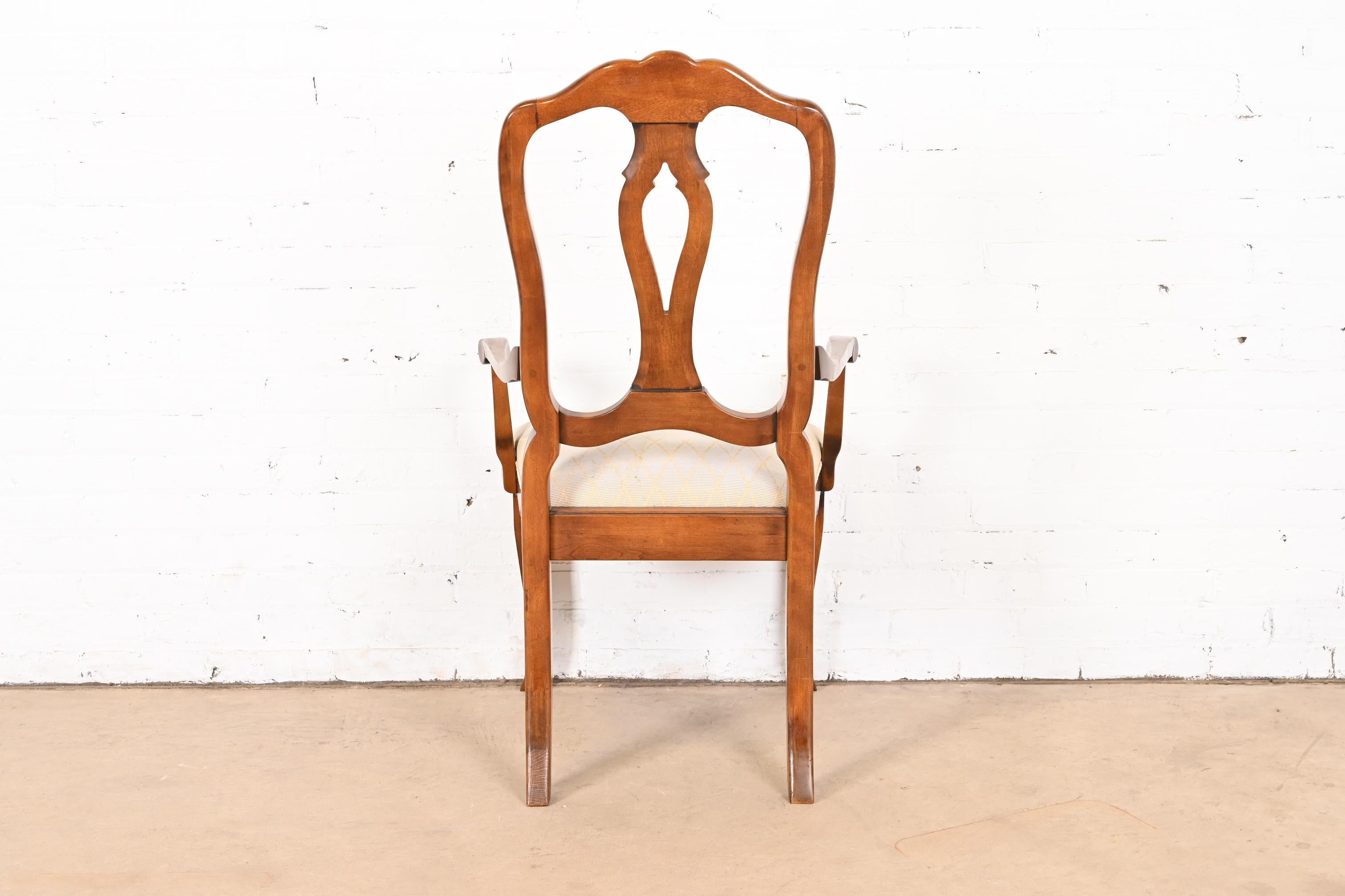 French Provincial Carved Maple Dining Chairs, Set of Six 6