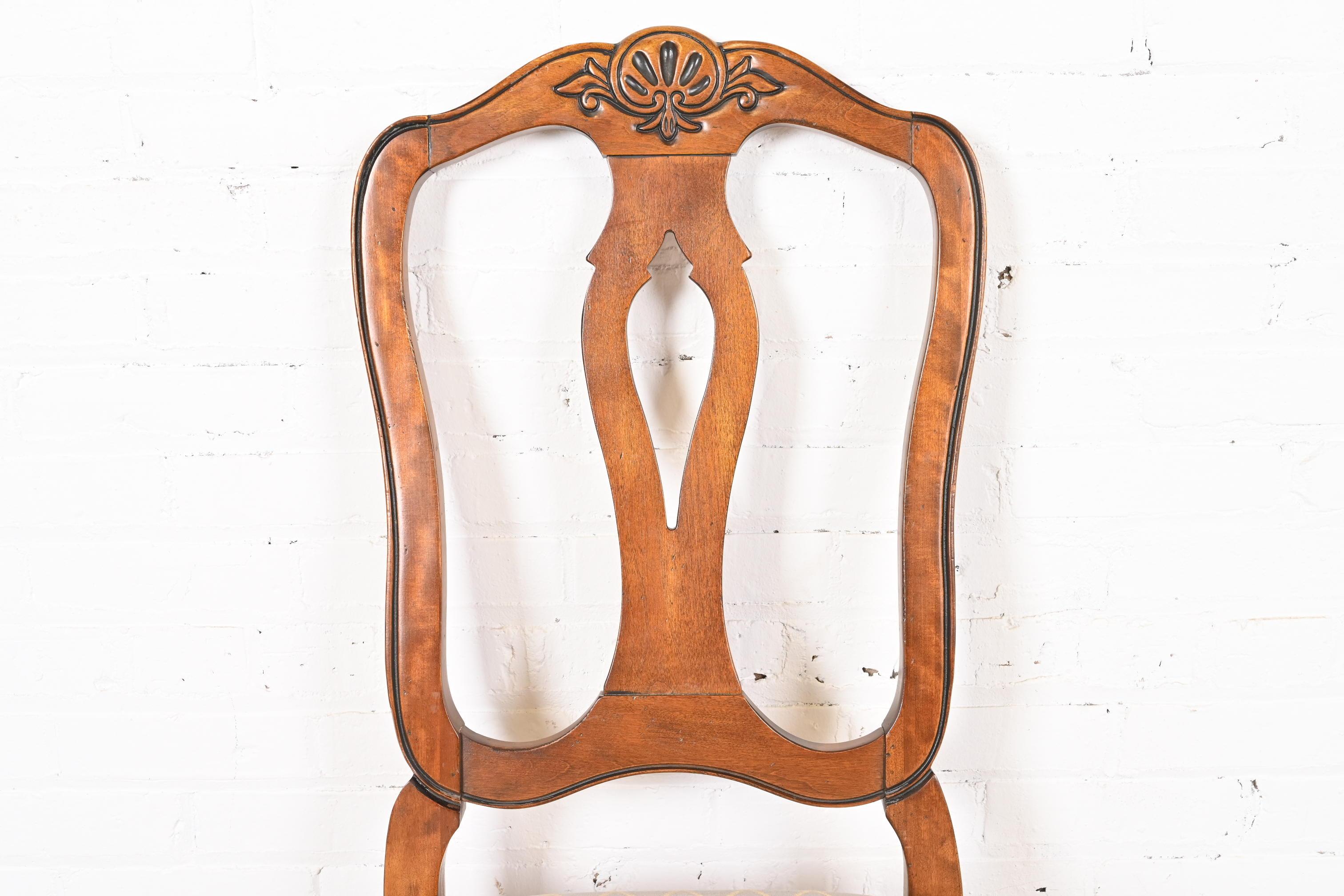 French Provincial Carved Maple Dining Chairs, Set of Six 1