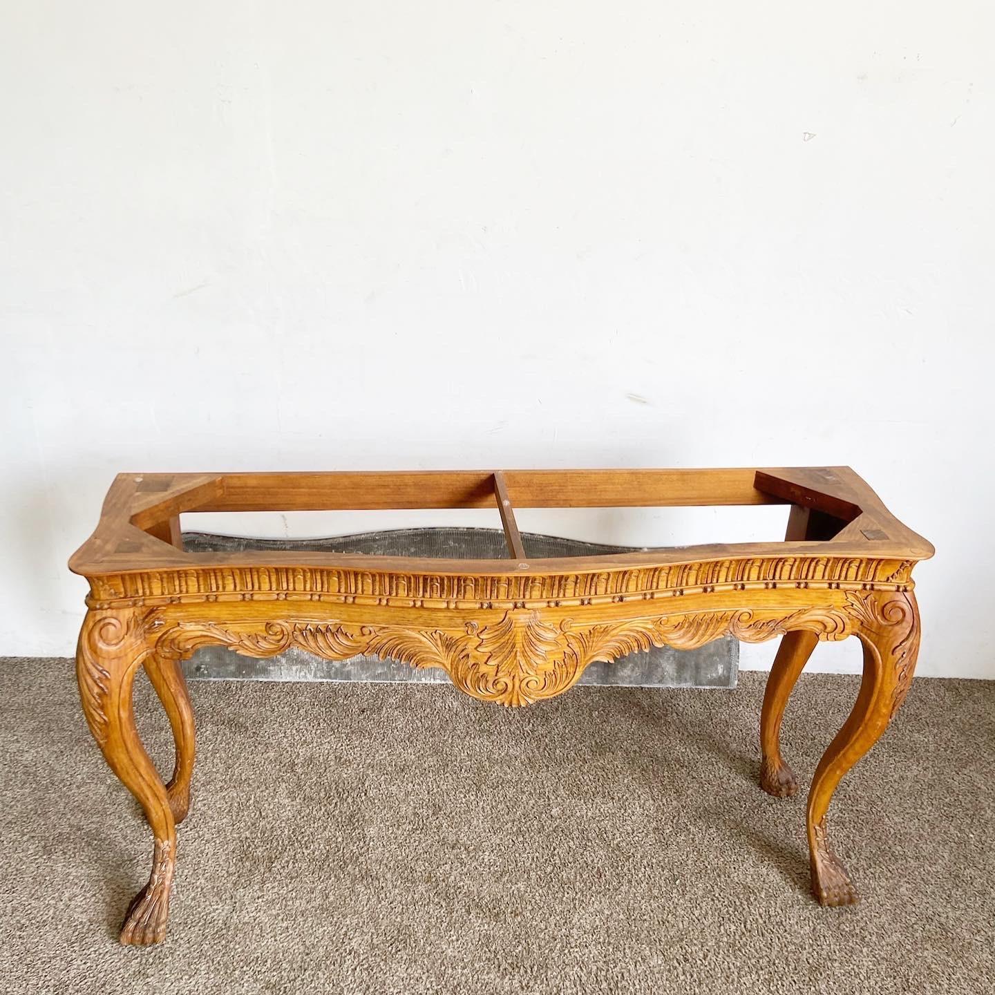 French Provincial Carved Marble Top Console Table by Century Furniture For Sale 3