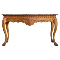French Provincial Carved Marble Top Console Table by Century Furniture
