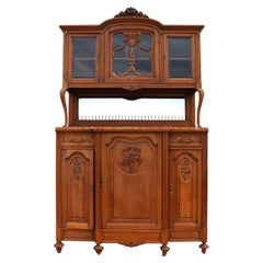 Antique French Provincial Carved Oak Buffet/Hutch