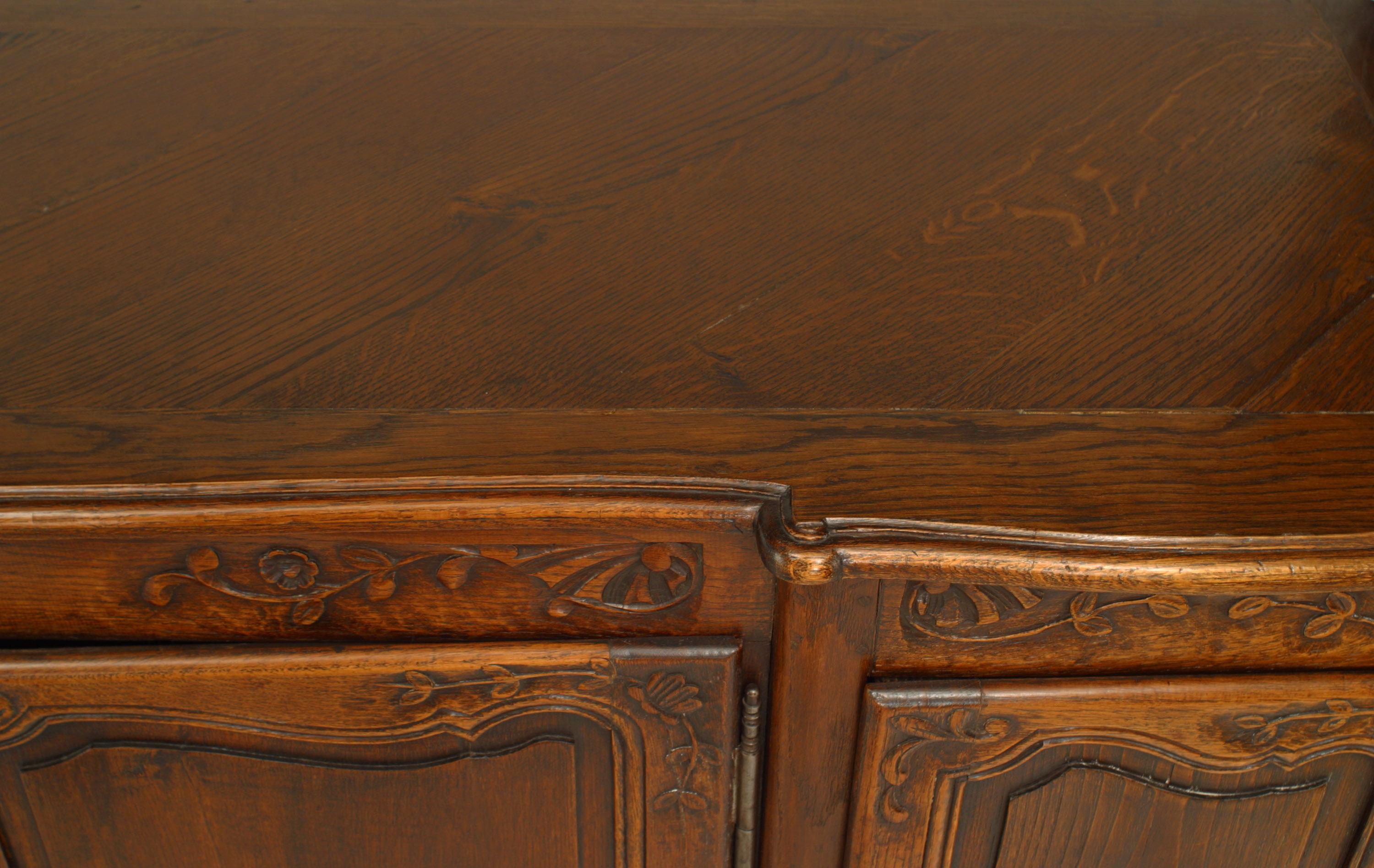19th Century French Provincial Carved Oak Sideboard For Sale