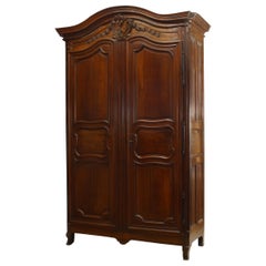 Antique French Provincial Carved Walnut Armoire