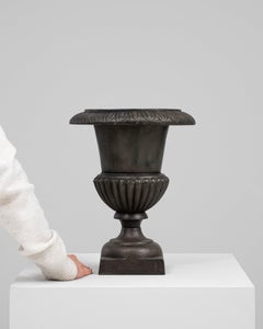 French Provincial Cast Iron Planter, Dark Bronze Urn, Antique, 1900s