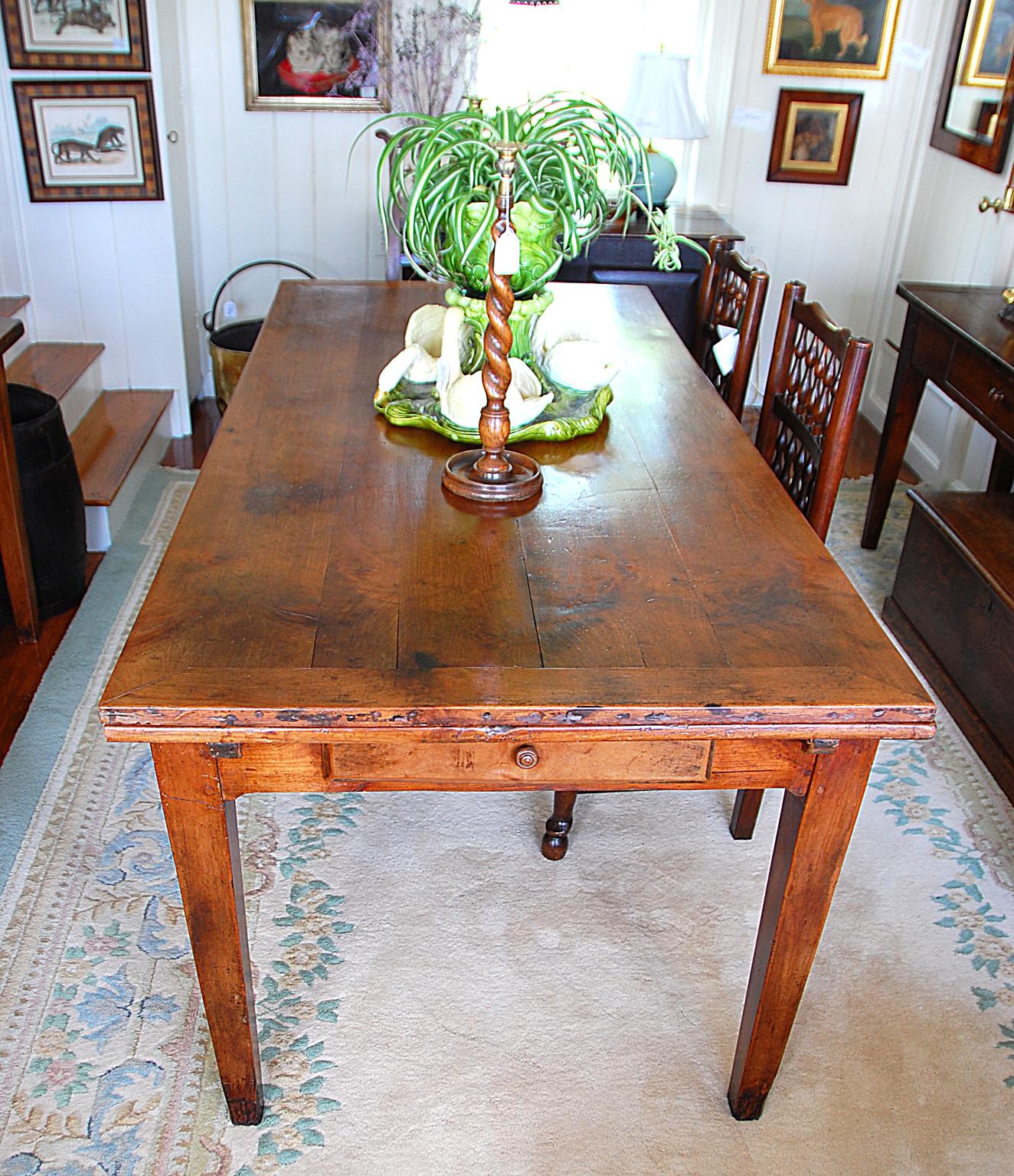 19th Century French Provincial Cherry Farmhouse Extending Table