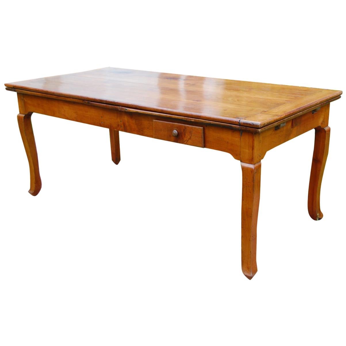 French Provincial Cherry Farmhouse Extending Table with Cabriole Legs