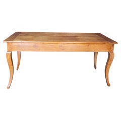 French Provincial Cherry Farmhouse Harvest Dining Table with Bread Board