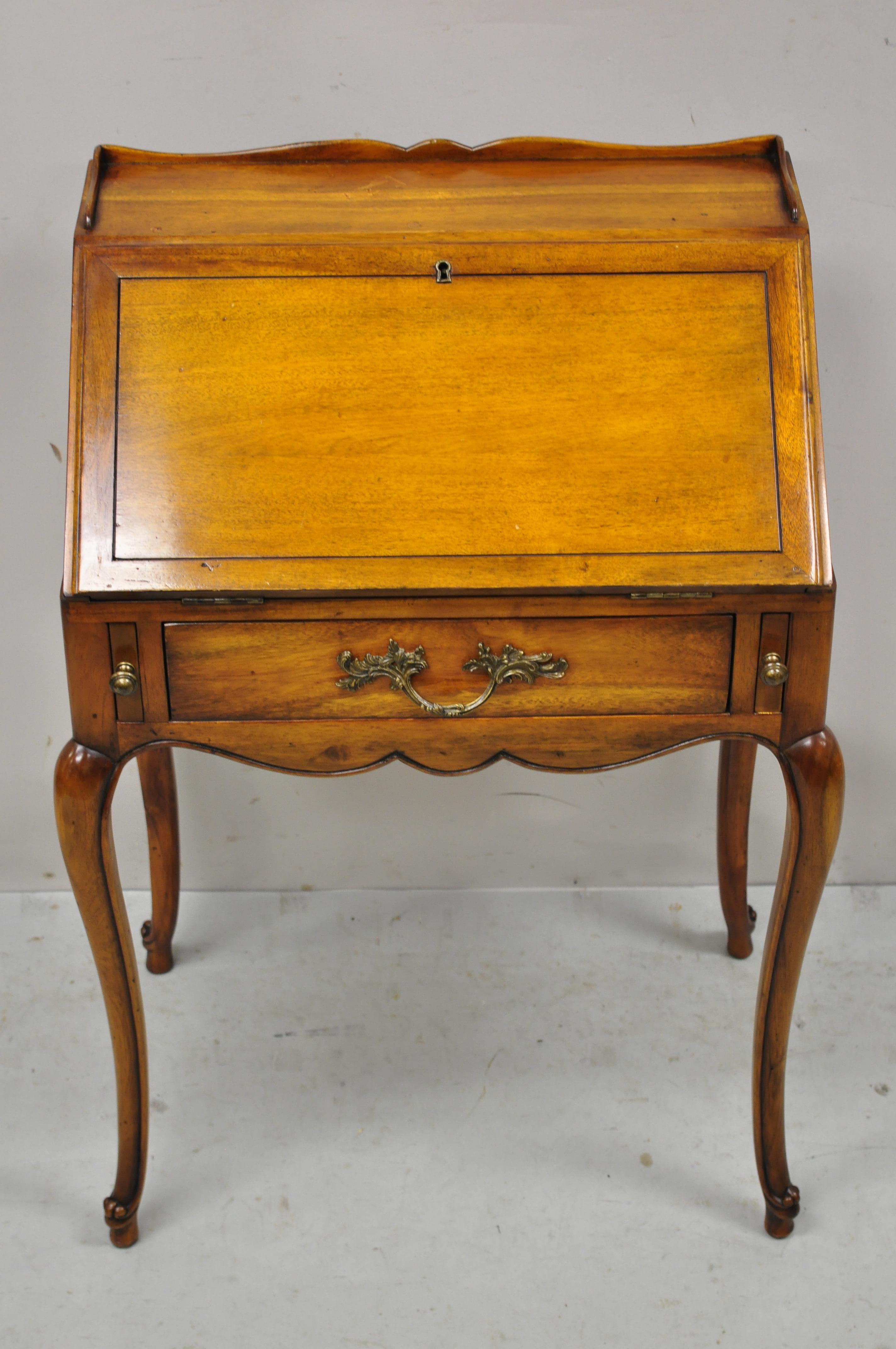 French Provincial Cherry Wood Fall Front Small Secretary Desk Theodore Alexander 5