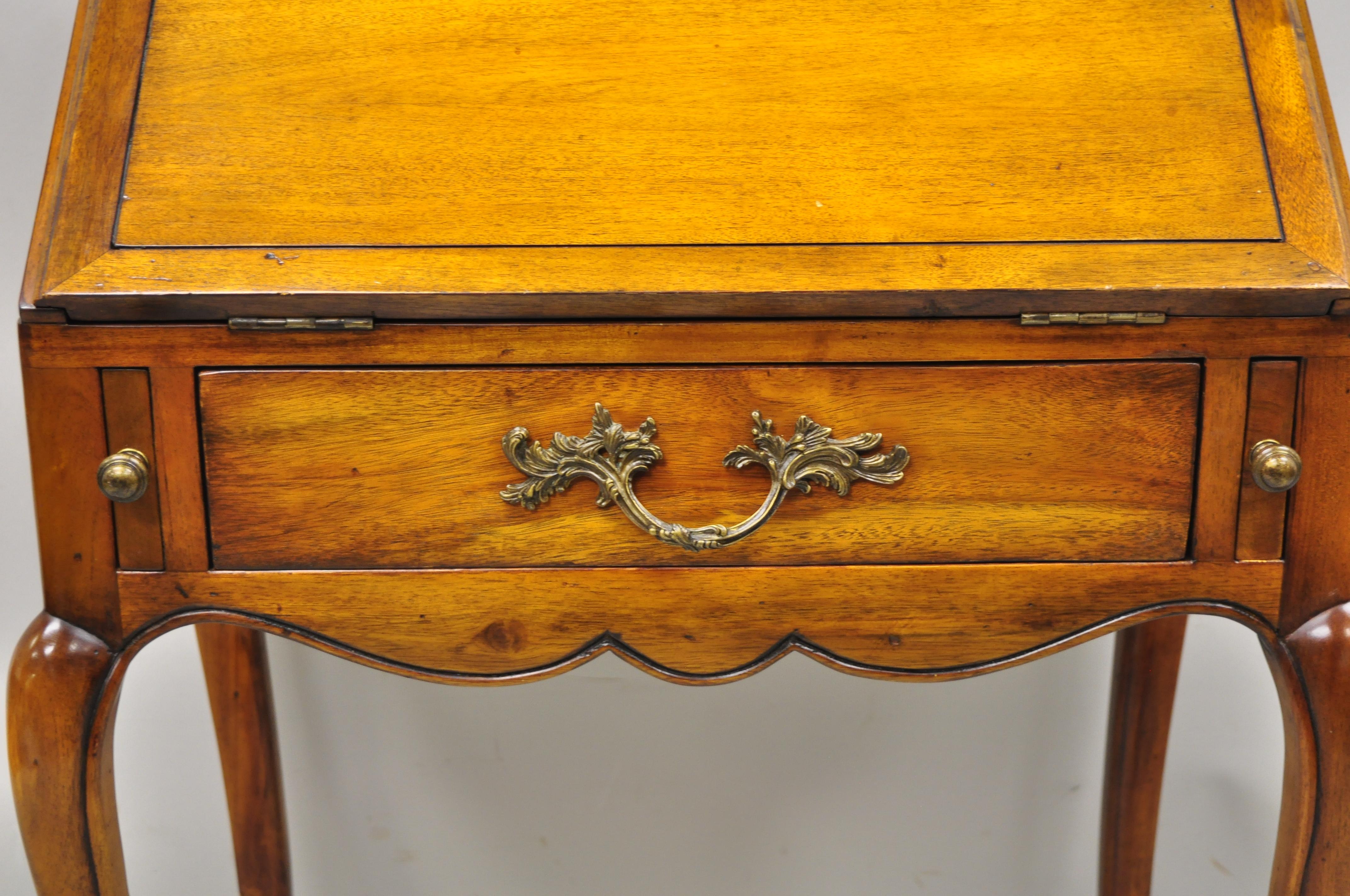French Provincial Cherry Wood Fall Front Small Secretary Desk Theodore Alexander In Good Condition In Philadelphia, PA