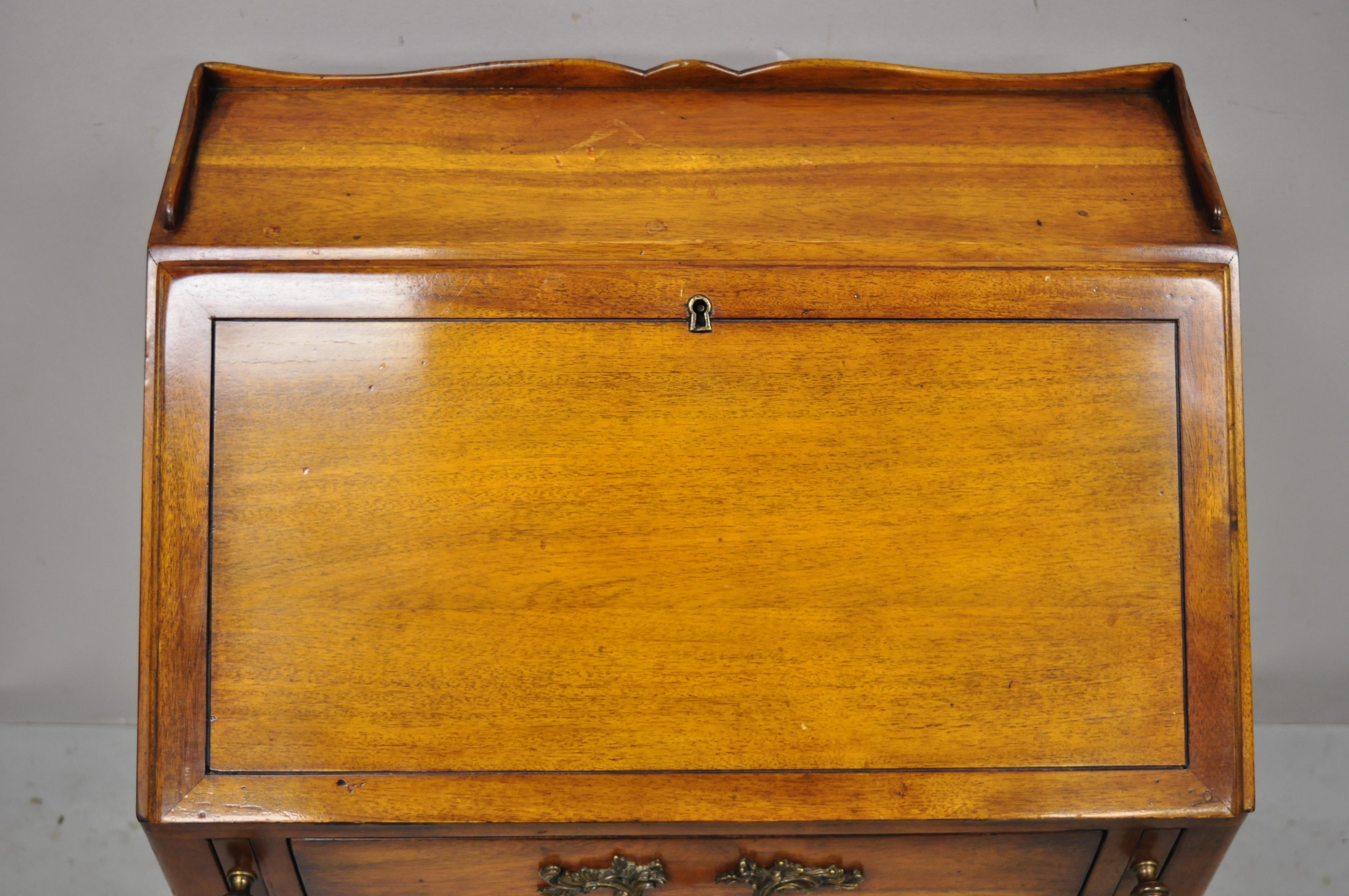 20th Century French Provincial Cherry Wood Fall Front Small Secretary Desk Theodore Alexander