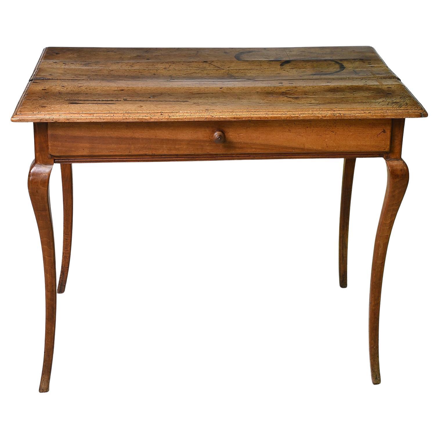 French Provincial Cherry Writing Table or Bedside Table with Drawer, circa 1800 For Sale