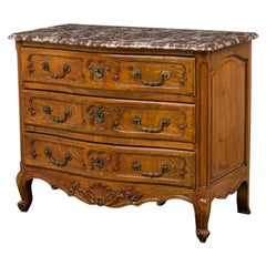 French Provincial Cherrywood Commode with Marble Top