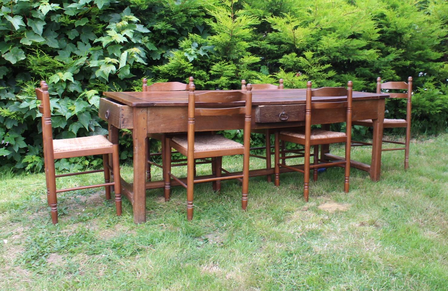 French Provincial Cherrywood Farmhouse Table For Sale 8