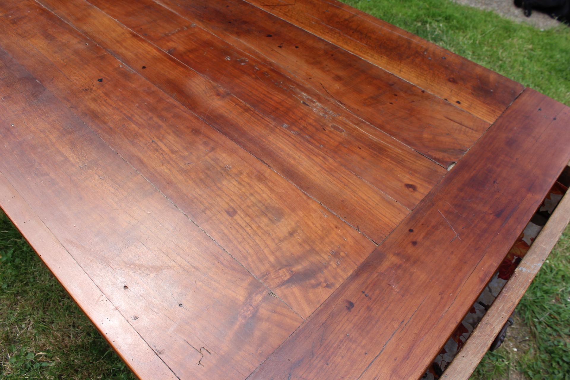 French Provincial Cherrywood Farmhouse Table In Good Condition For Sale In Seaford, GB
