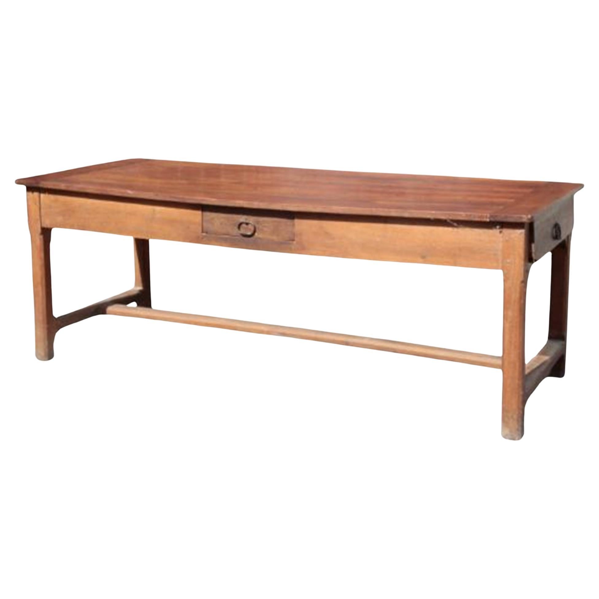 French Provincial Cherrywood Farmhouse Table For Sale