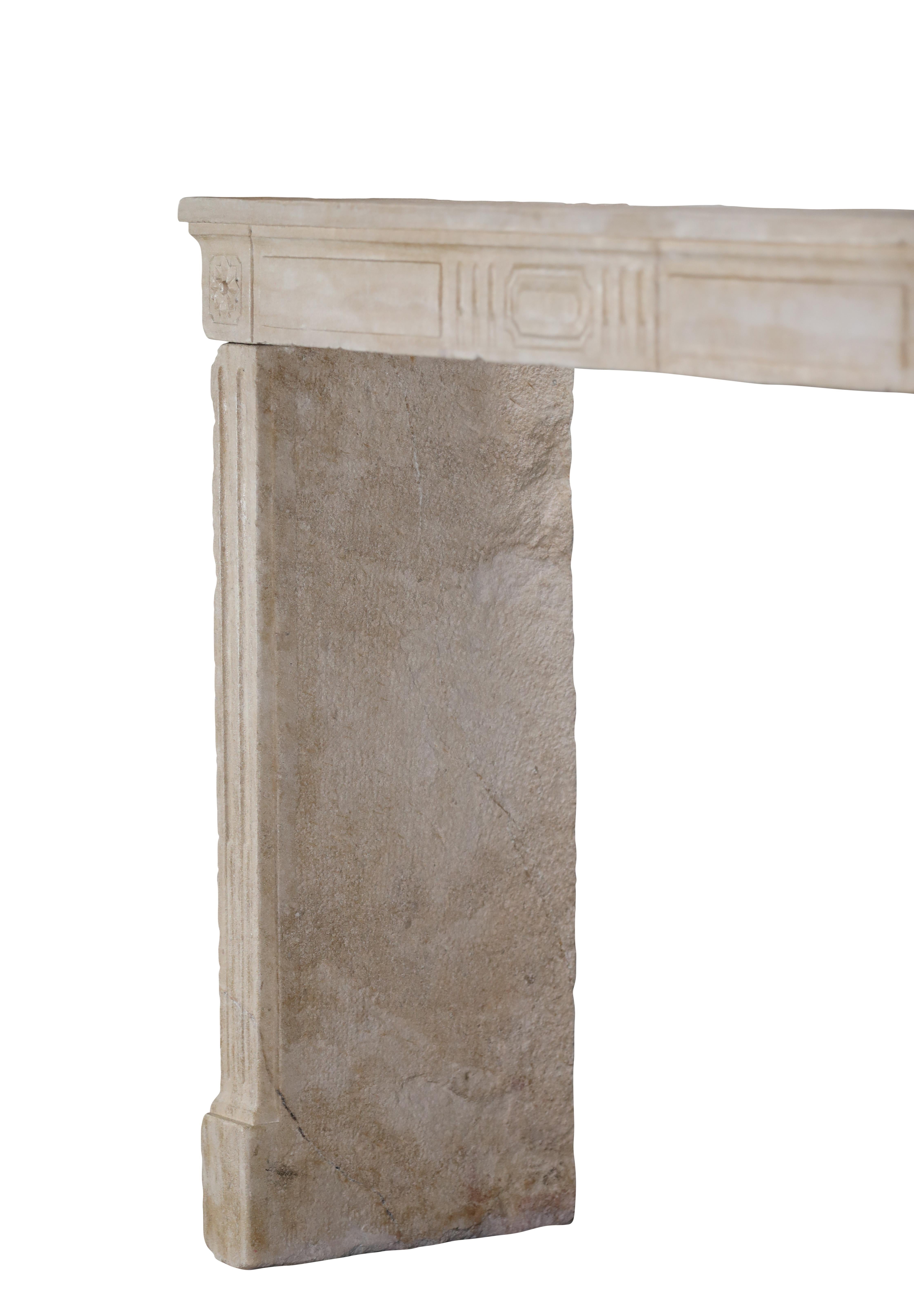 French Provincial Chic Limestone Fireplace 5