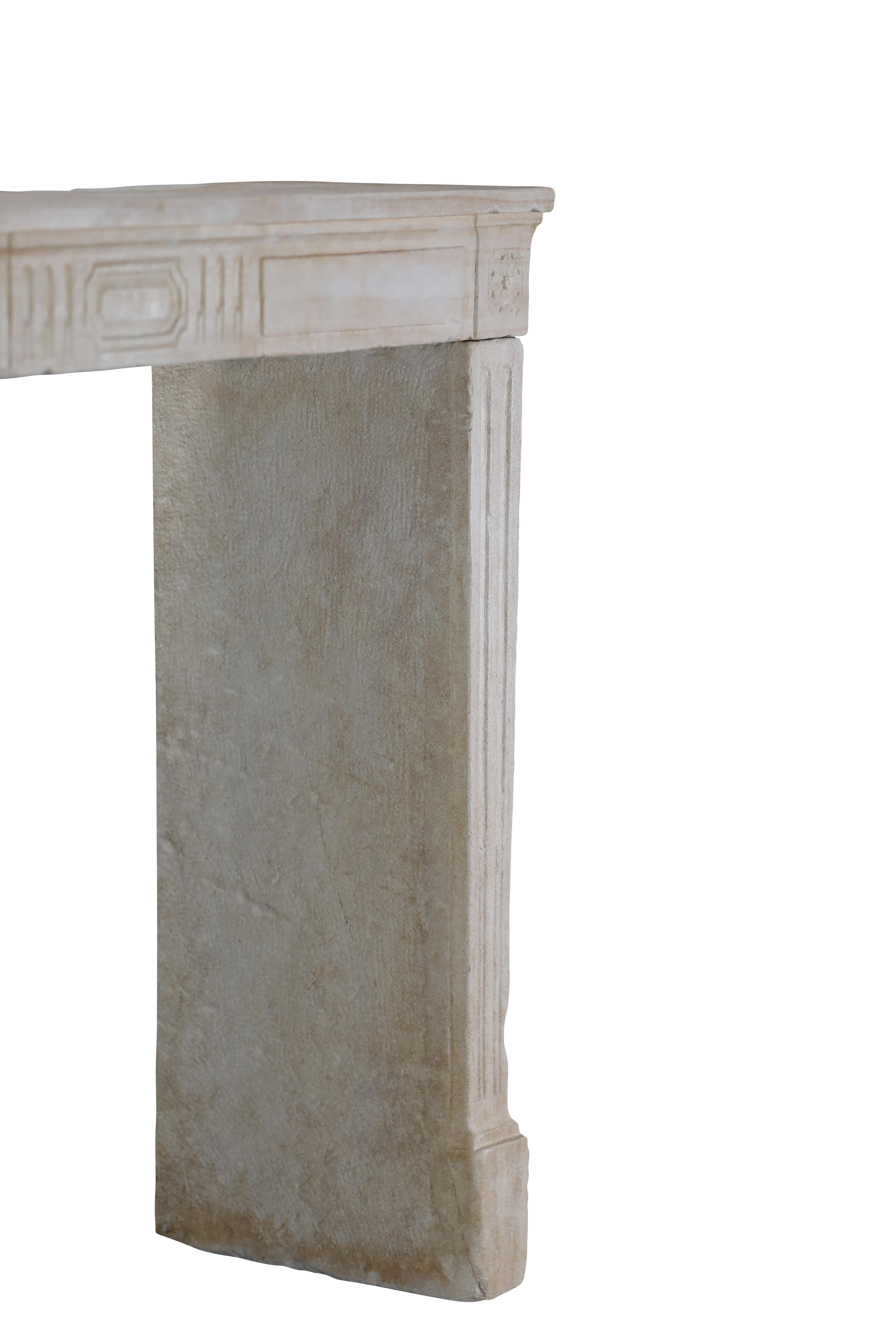 French Provincial Chic Limestone Fireplace 6