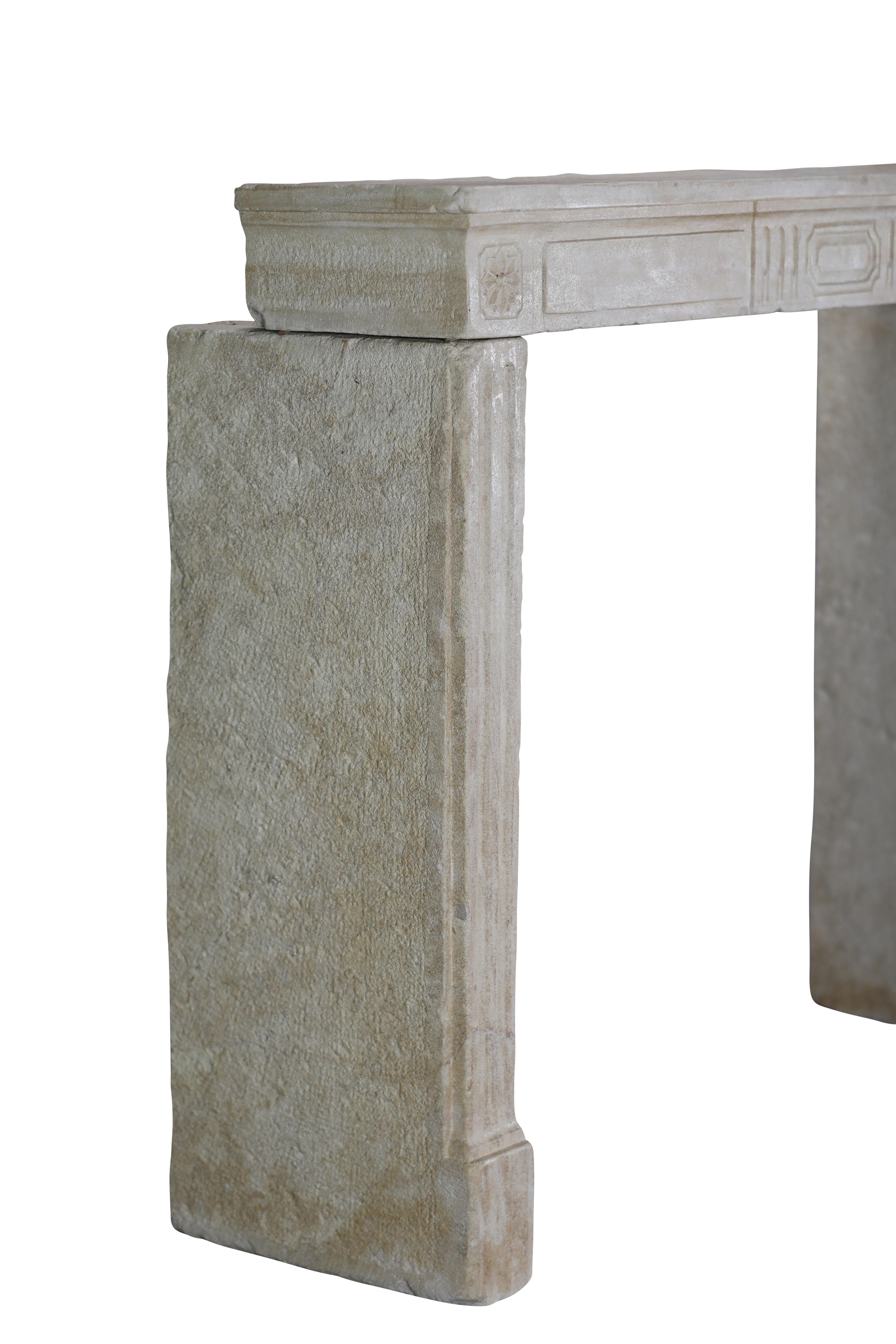 French Provincial Chic Limestone Fireplace 7