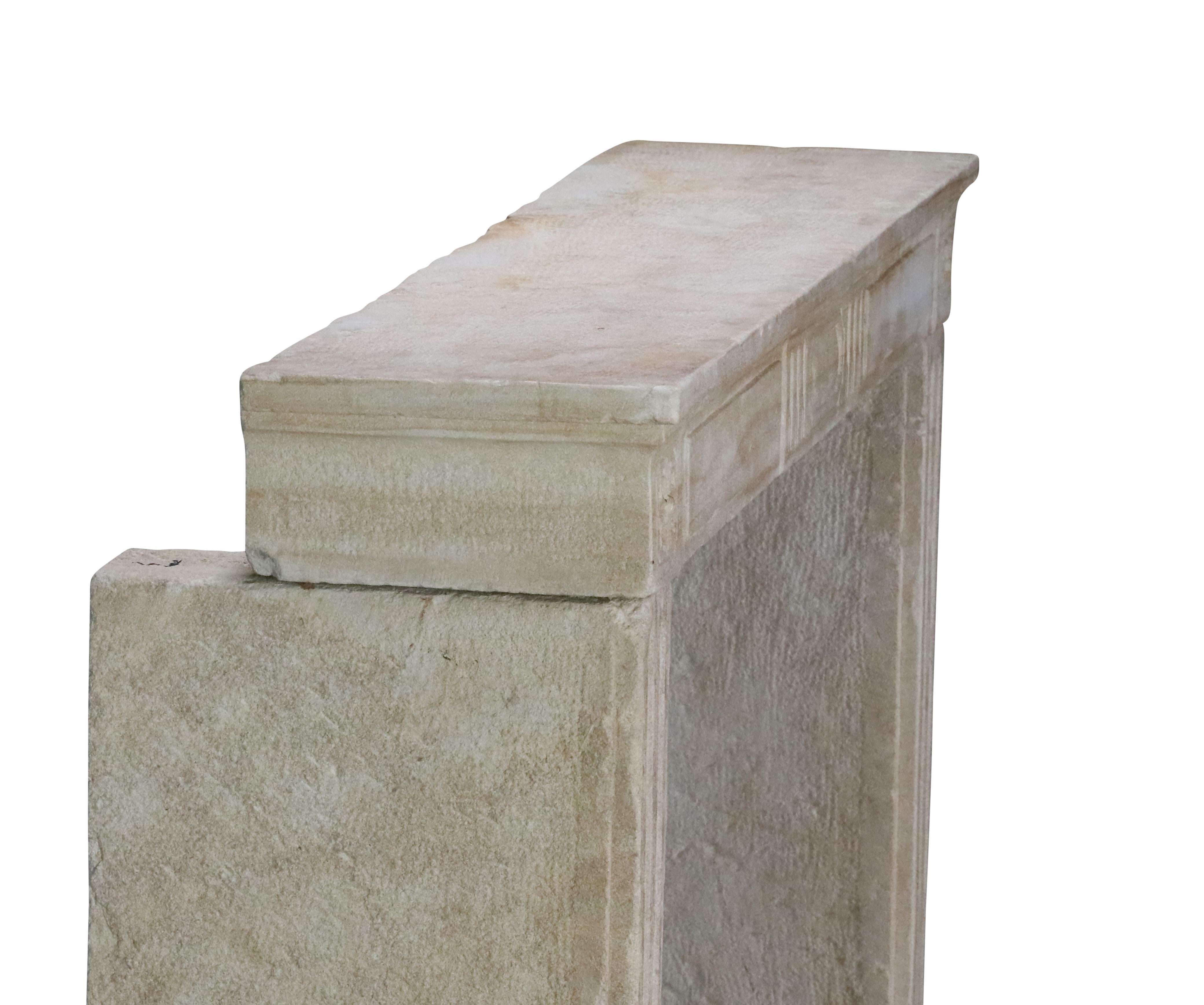 French Provincial Chic Limestone Fireplace 10