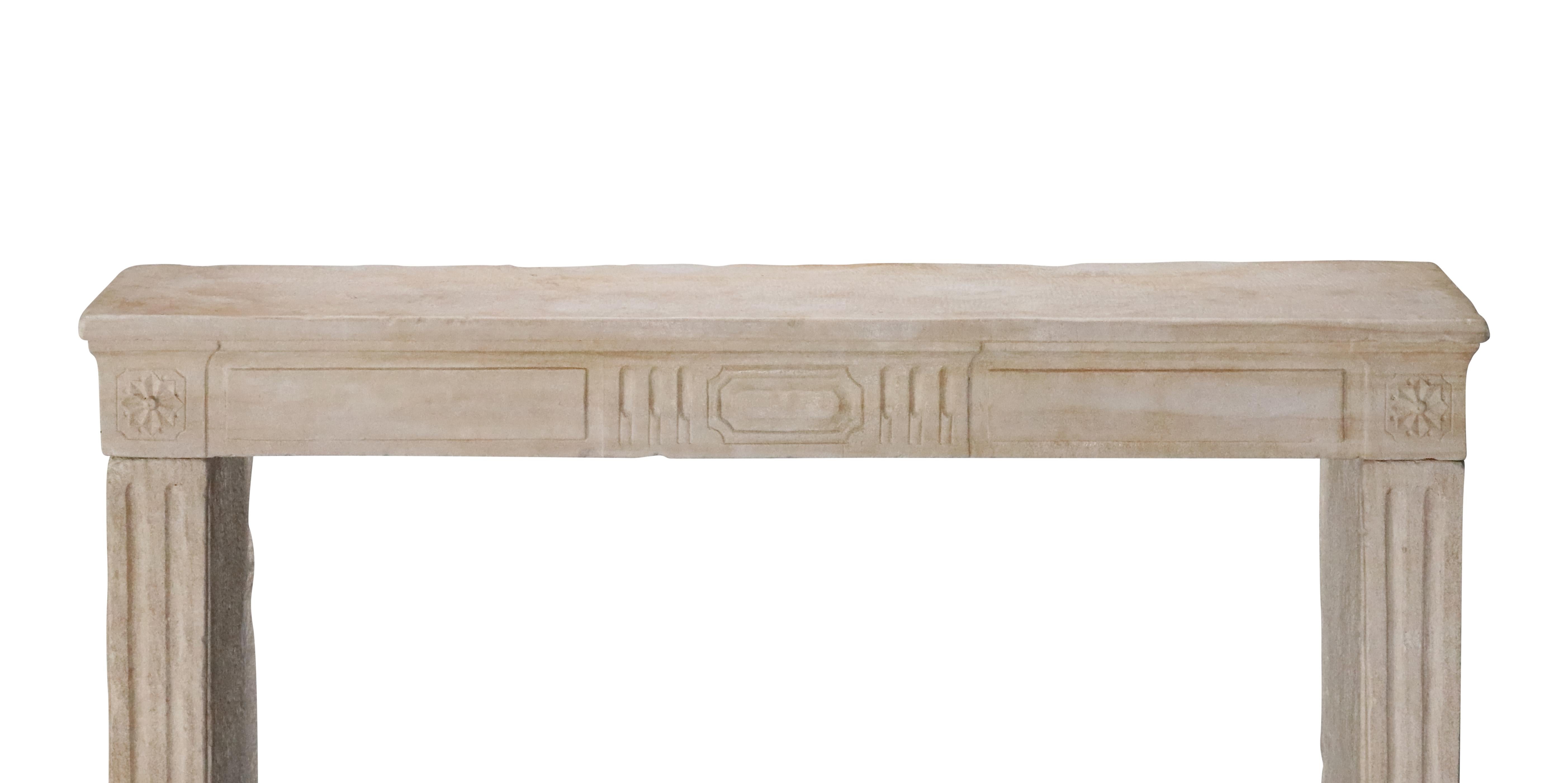 French Provincial Chic Limestone Fireplace 11
