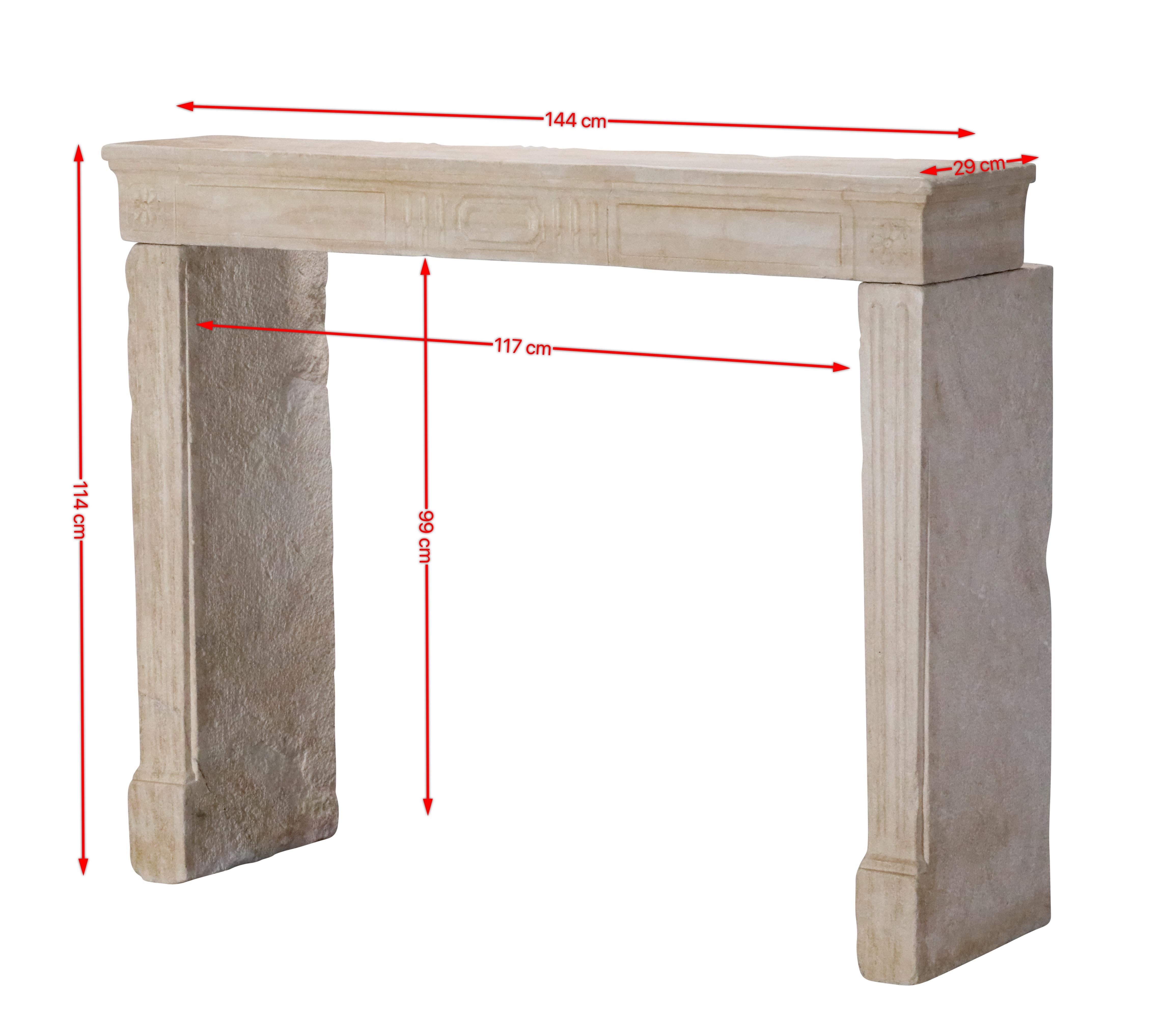 Hand-Carved French Provincial Chic Limestone Fireplace