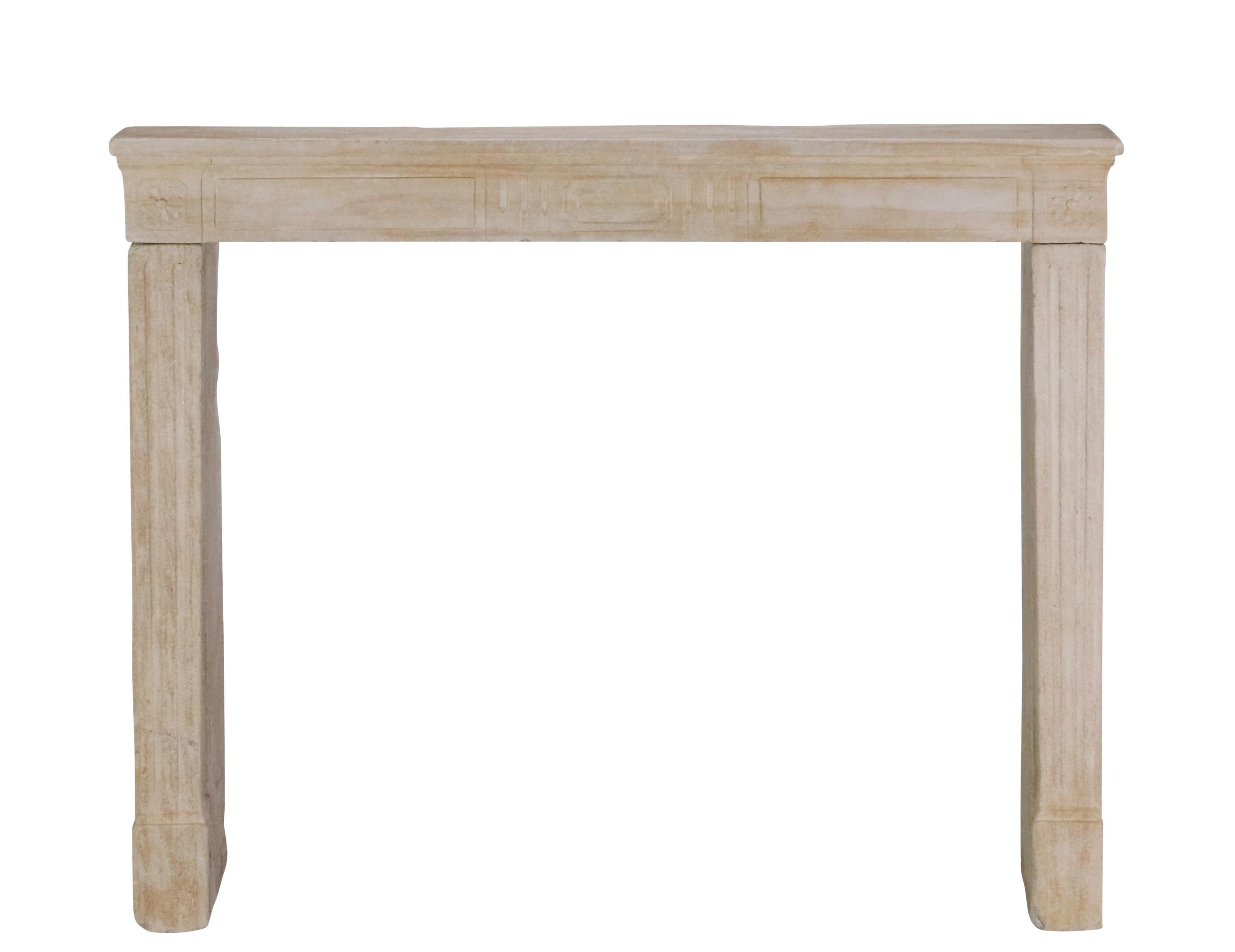 18th Century and Earlier French Provincial Chic Limestone Fireplace
