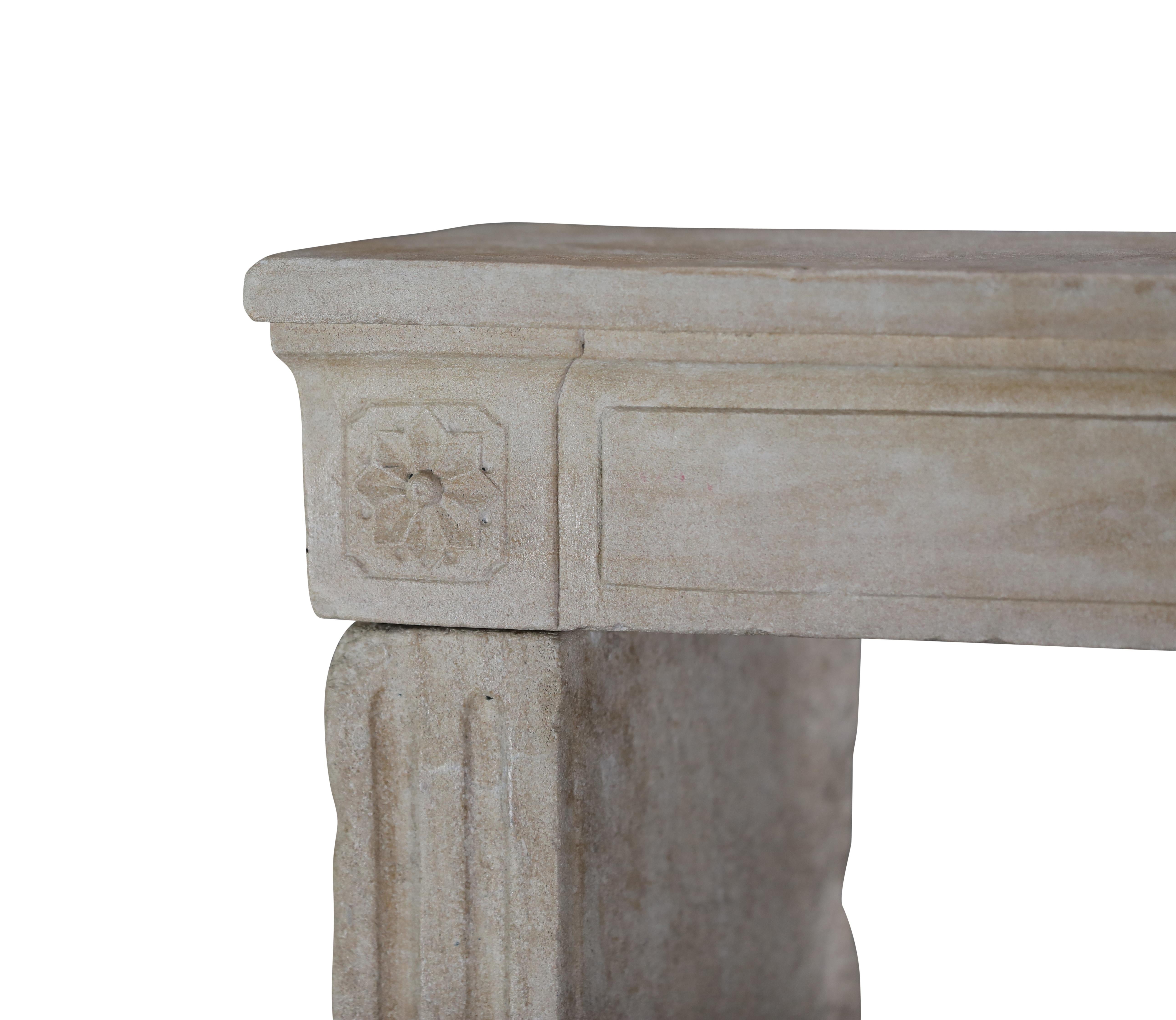French Provincial Chic Limestone Fireplace 1